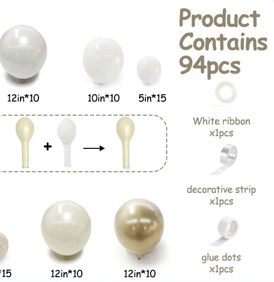 White and Gold Balloon Arch Kit - photo 5
