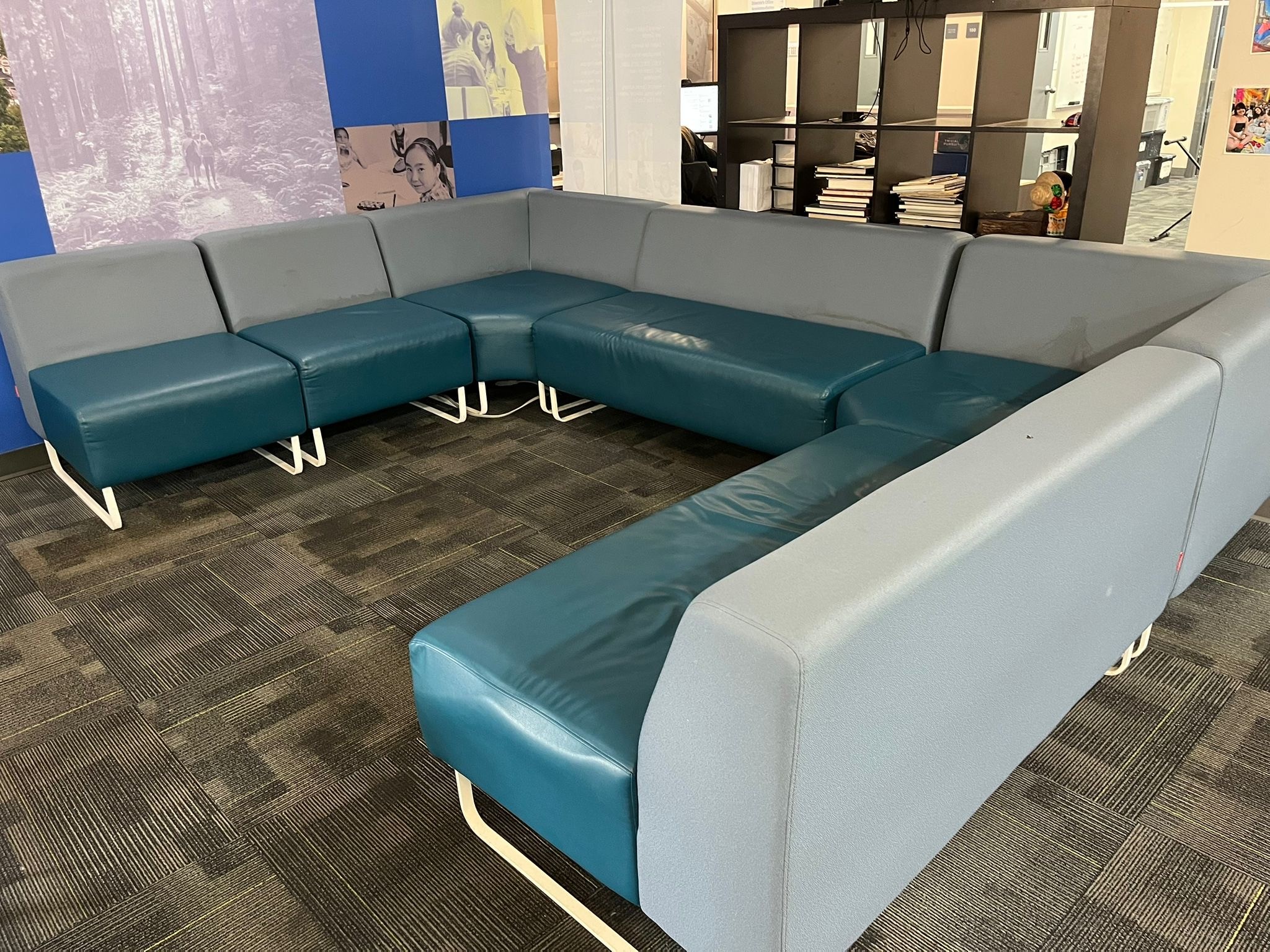 Modular Sectional Sofa - Blue & Grey - photo 3