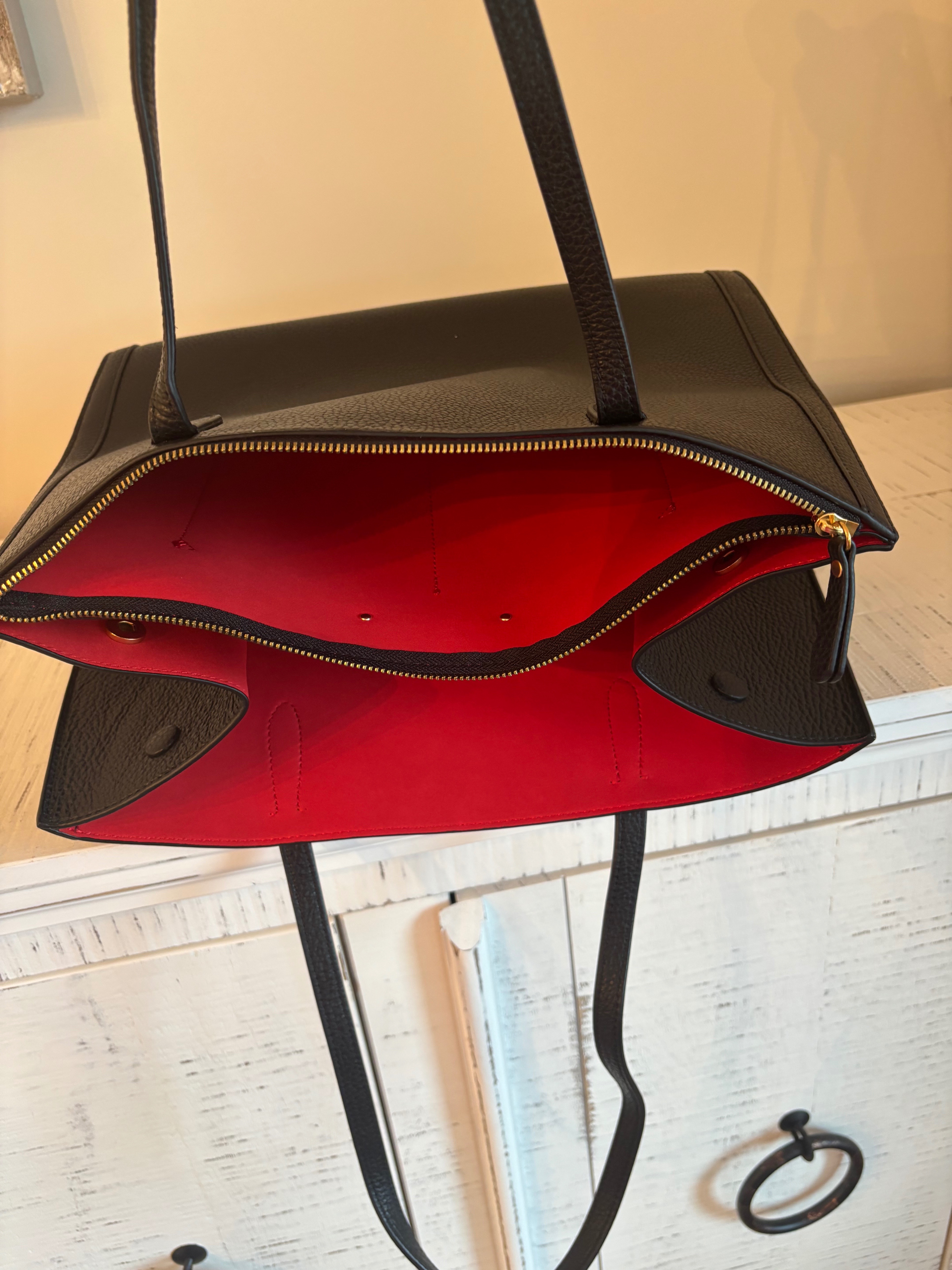 large black leather tote, bag,purse - photo 4