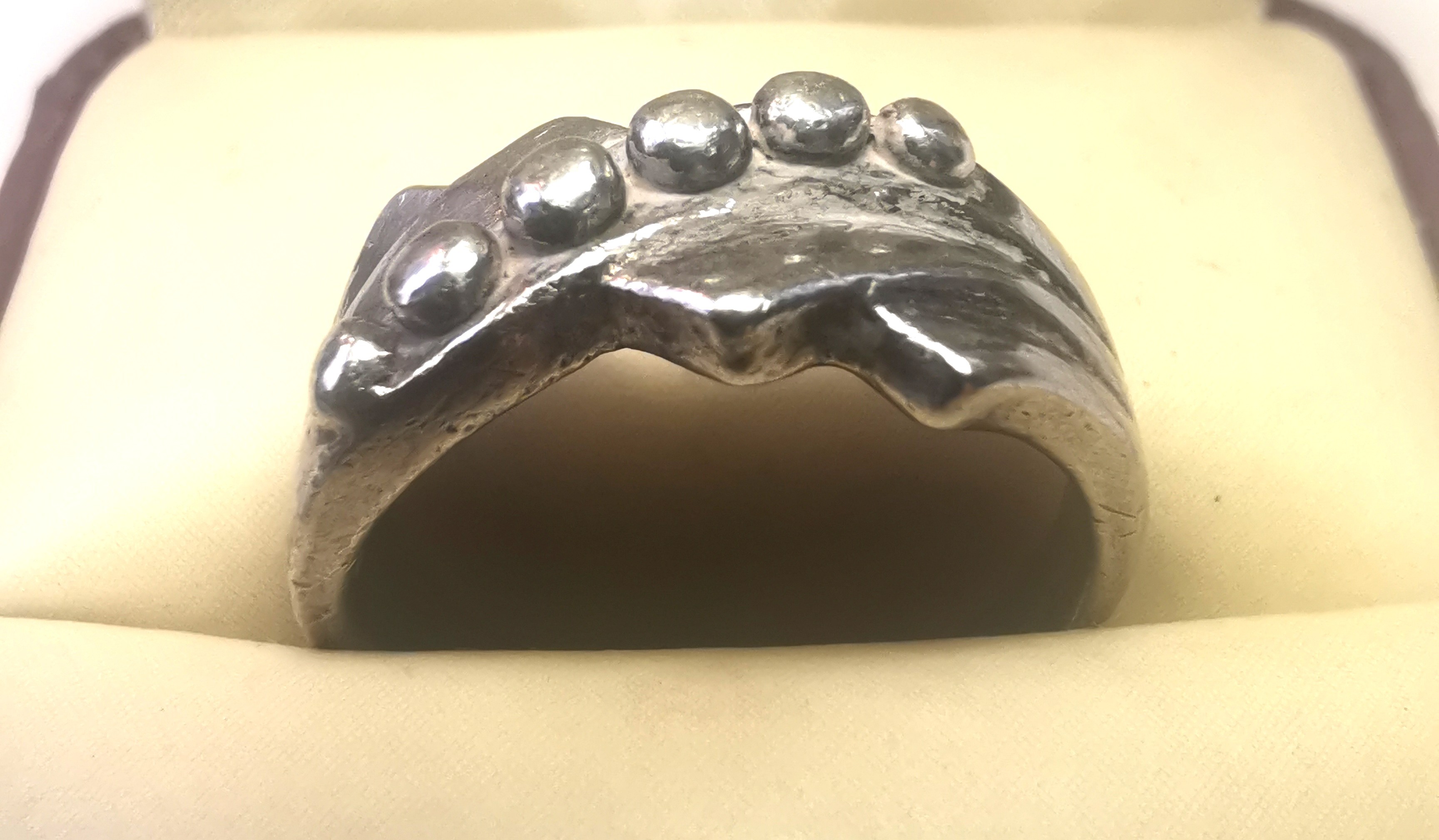 925 Sterling Silver Brutalist Sculptural Ring | Size 6.5 | 1970s - photo 3