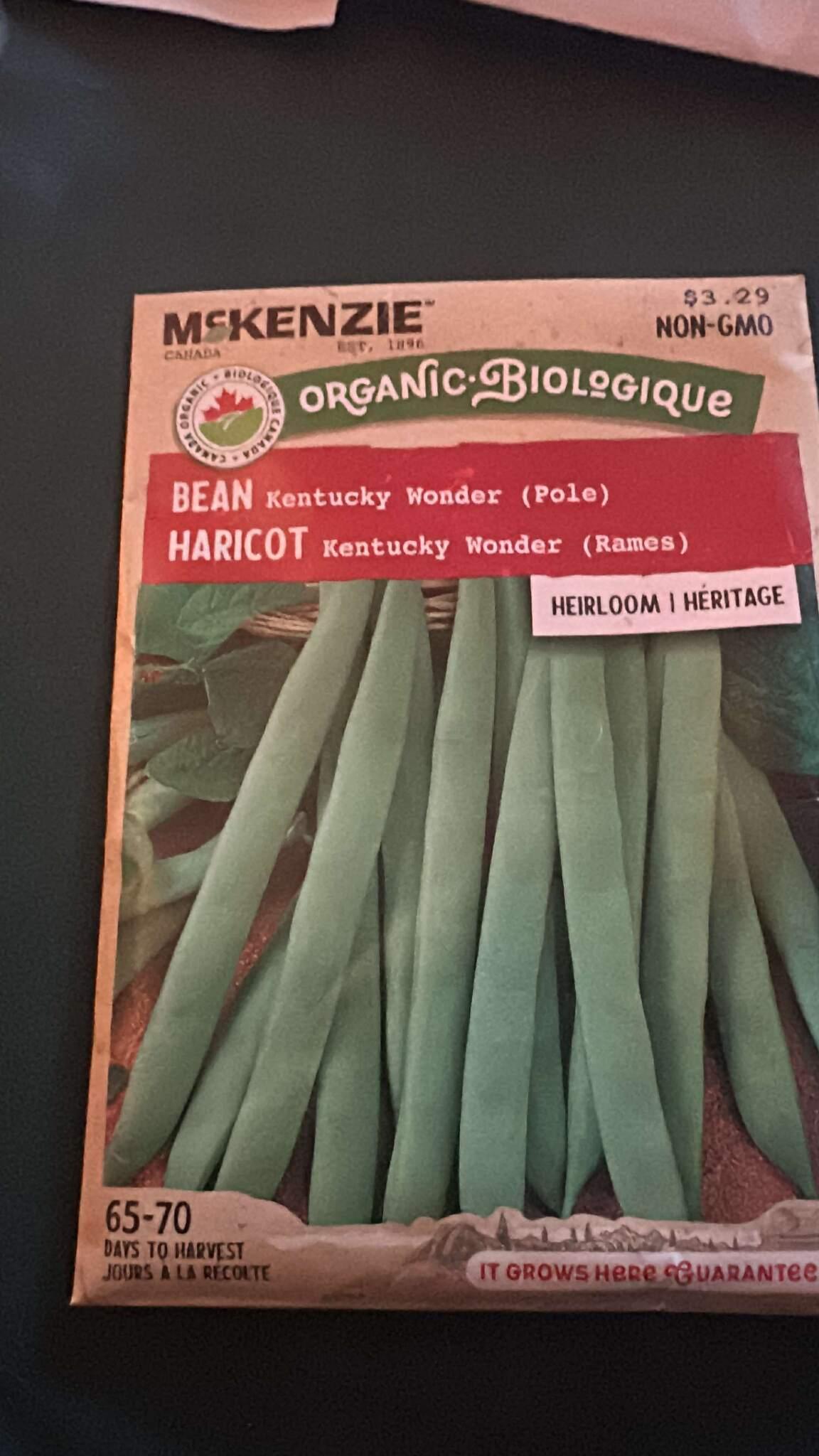 4 packs of McKenzie Kentucky Wonder Bean Seeds