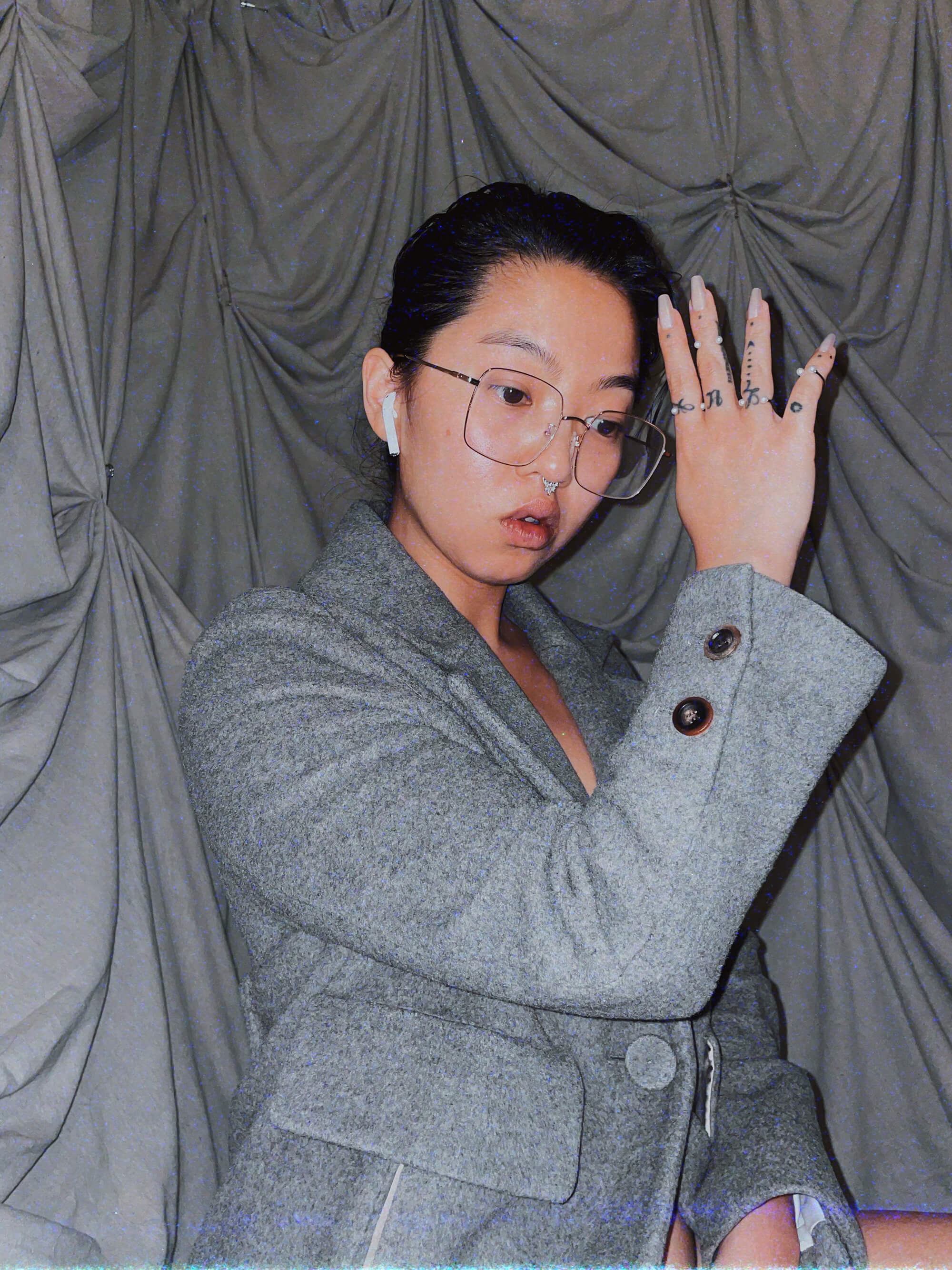 grey midi wool coat - outwear jacket - photo 2
