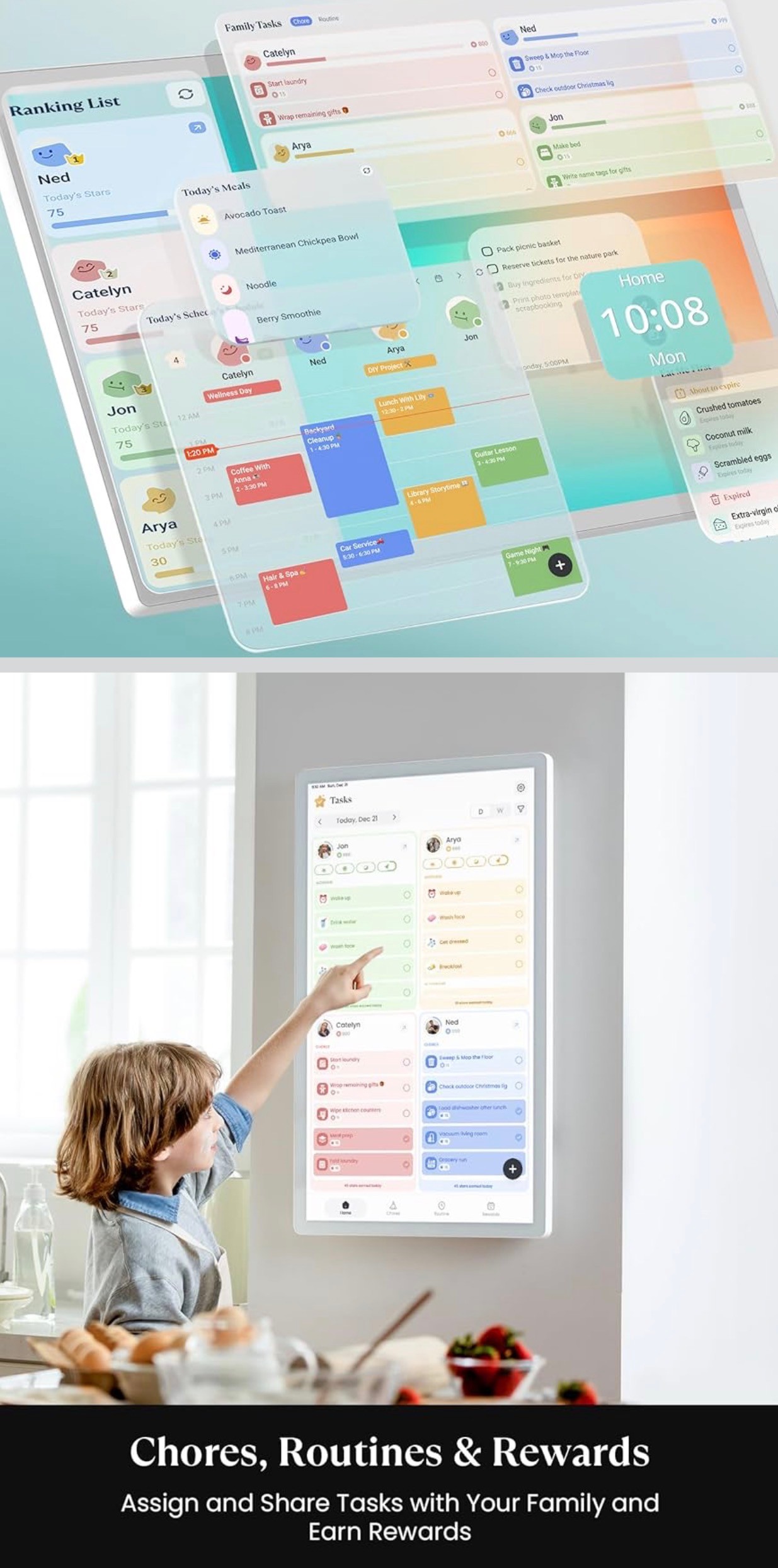 Digital Smart Calendar+2: Wall Planner/Touch Chores Chart 24inch - photo 5