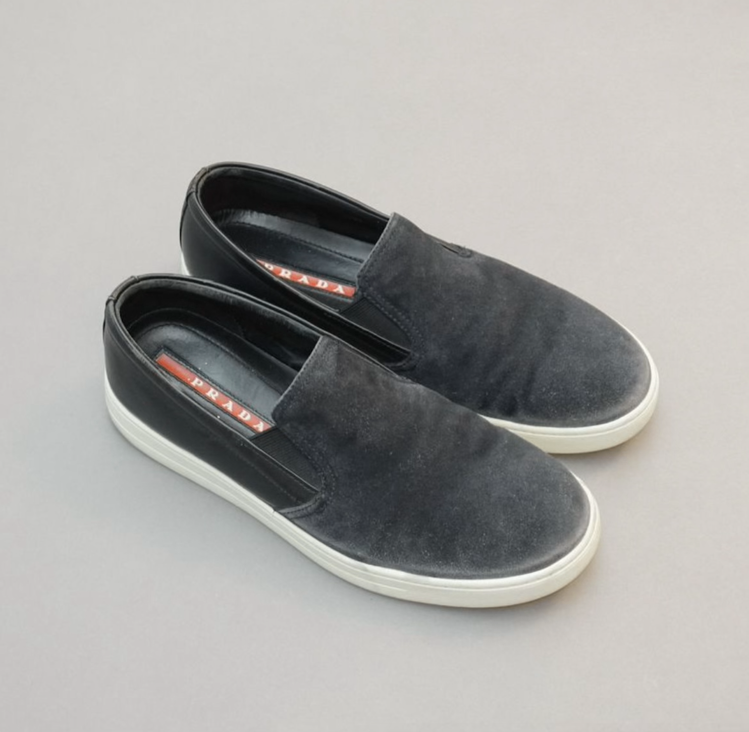 Authentic Prada Sport Navy Suede Slip Ons - Mens US 8.5