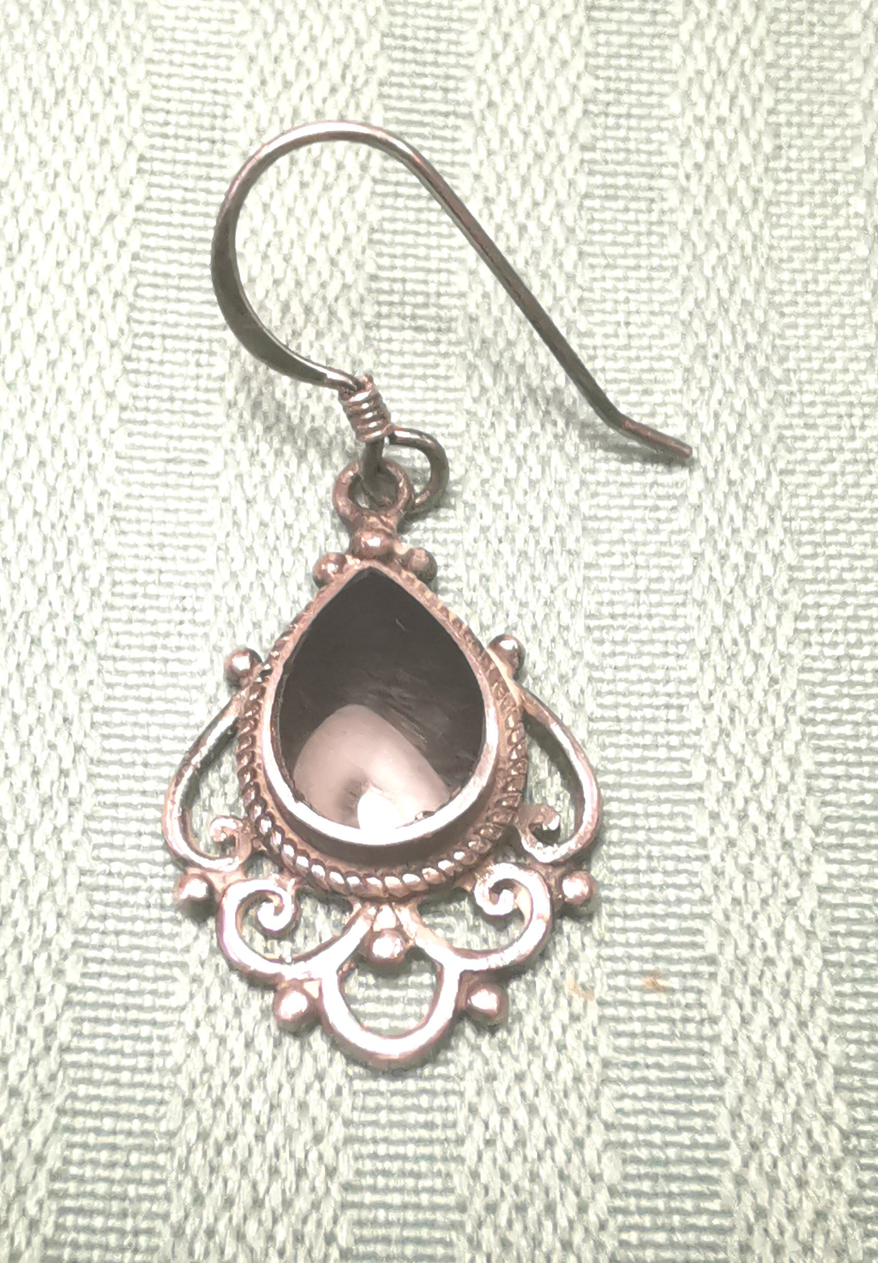Single 925 Sterling Silver Black Onyx Teardrop Earring .75" - photo 3