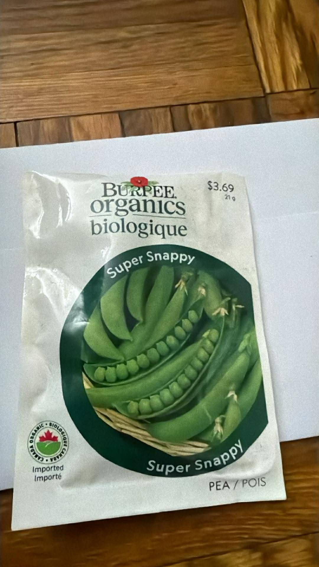 1 Pack of Burpee Organics Super Snappy Pea Seeds
