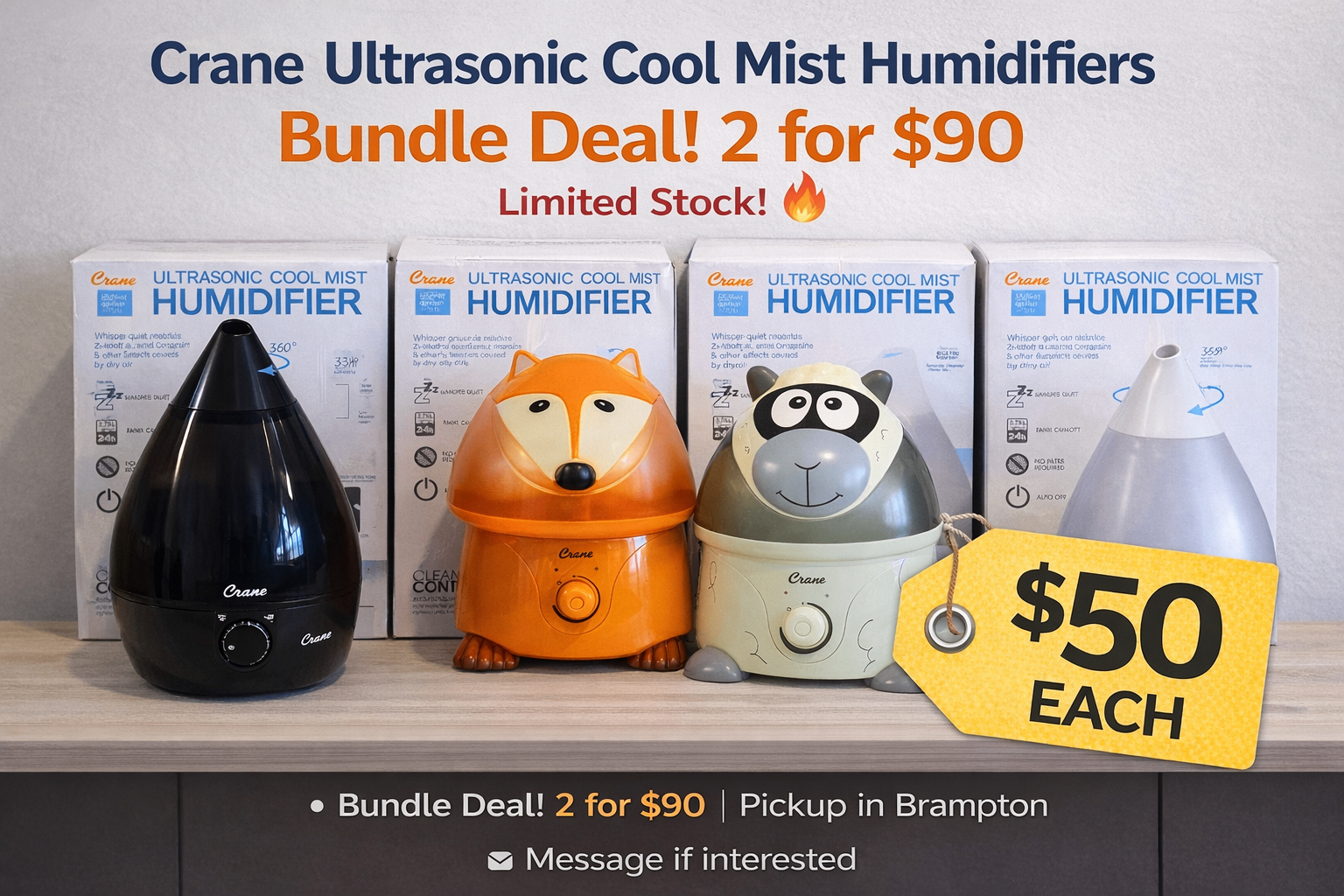Crane Humidifiers – $50 Each 🔥