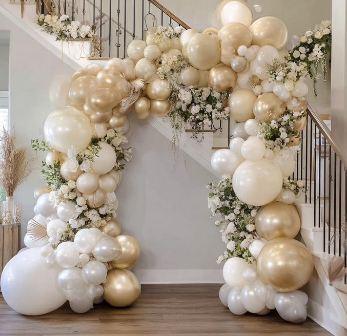White and Gold Balloon Arch Kit