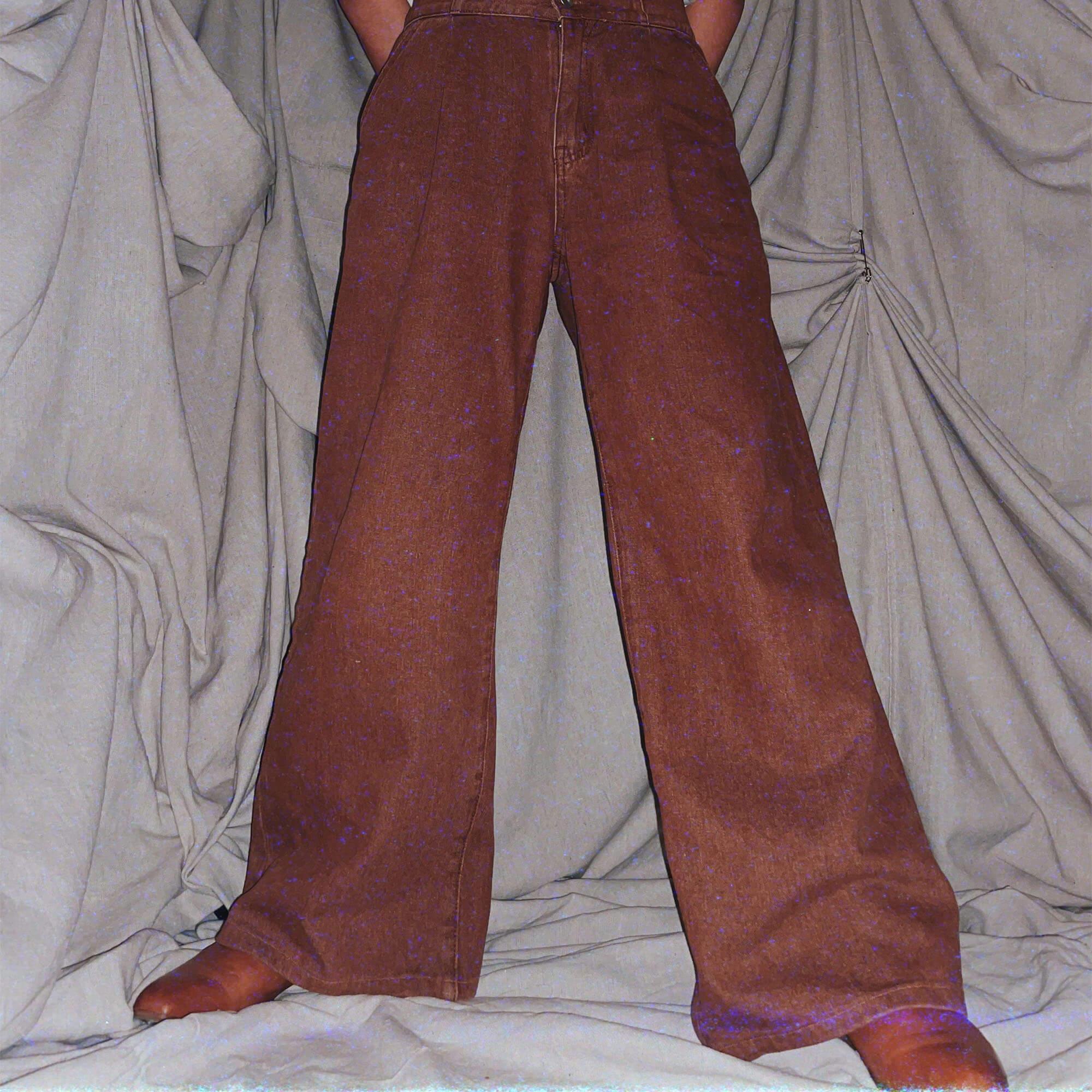 retro brown wide leg jeans denim pants