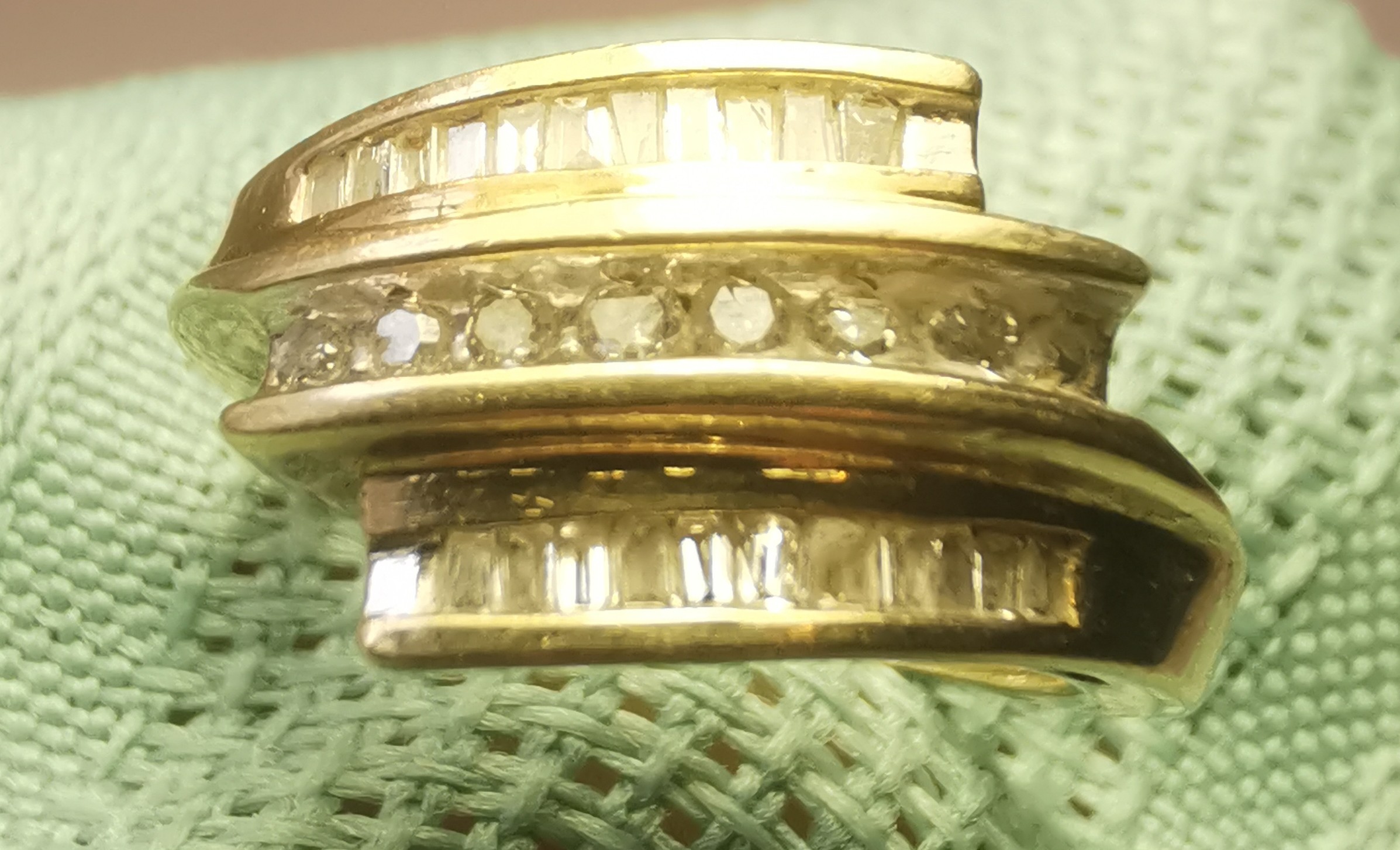 10K Yellow Gold 0.50ctw Diamond Waterfall Ring Sz 4.5 Circa 1990