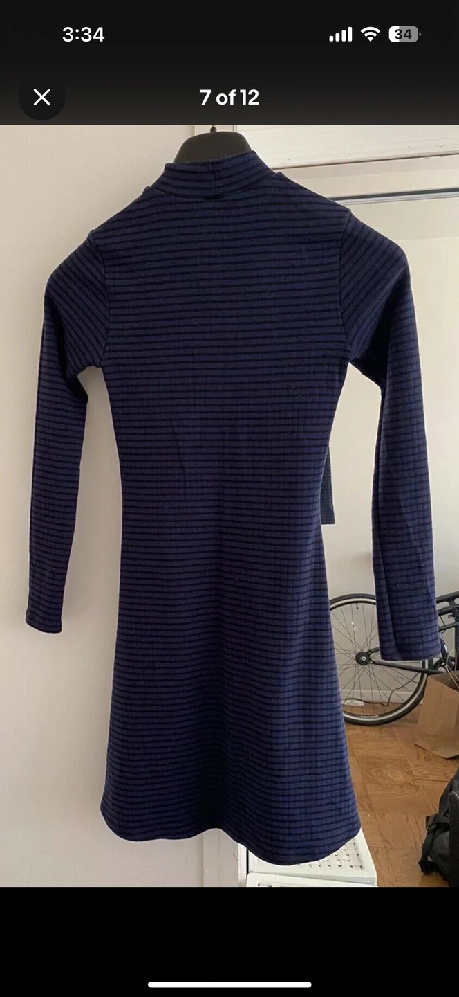 🥕 S American Apparel Long Sleeve Navy Black Mock Neck Mini Dress - photo 3