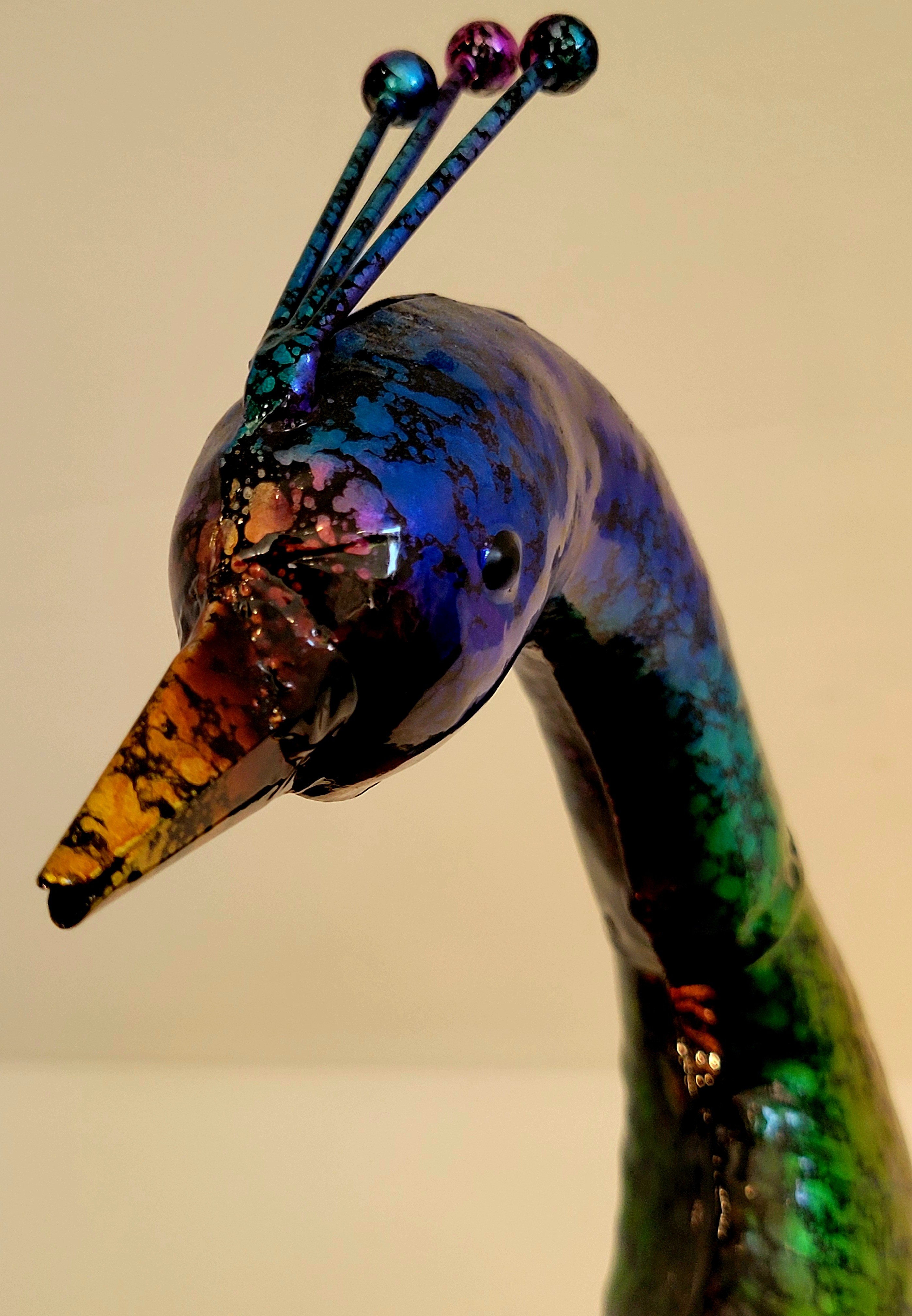 Vibrant Metal Peacock Statues – Colorful Décor (Set of 2) $30 - photo 5