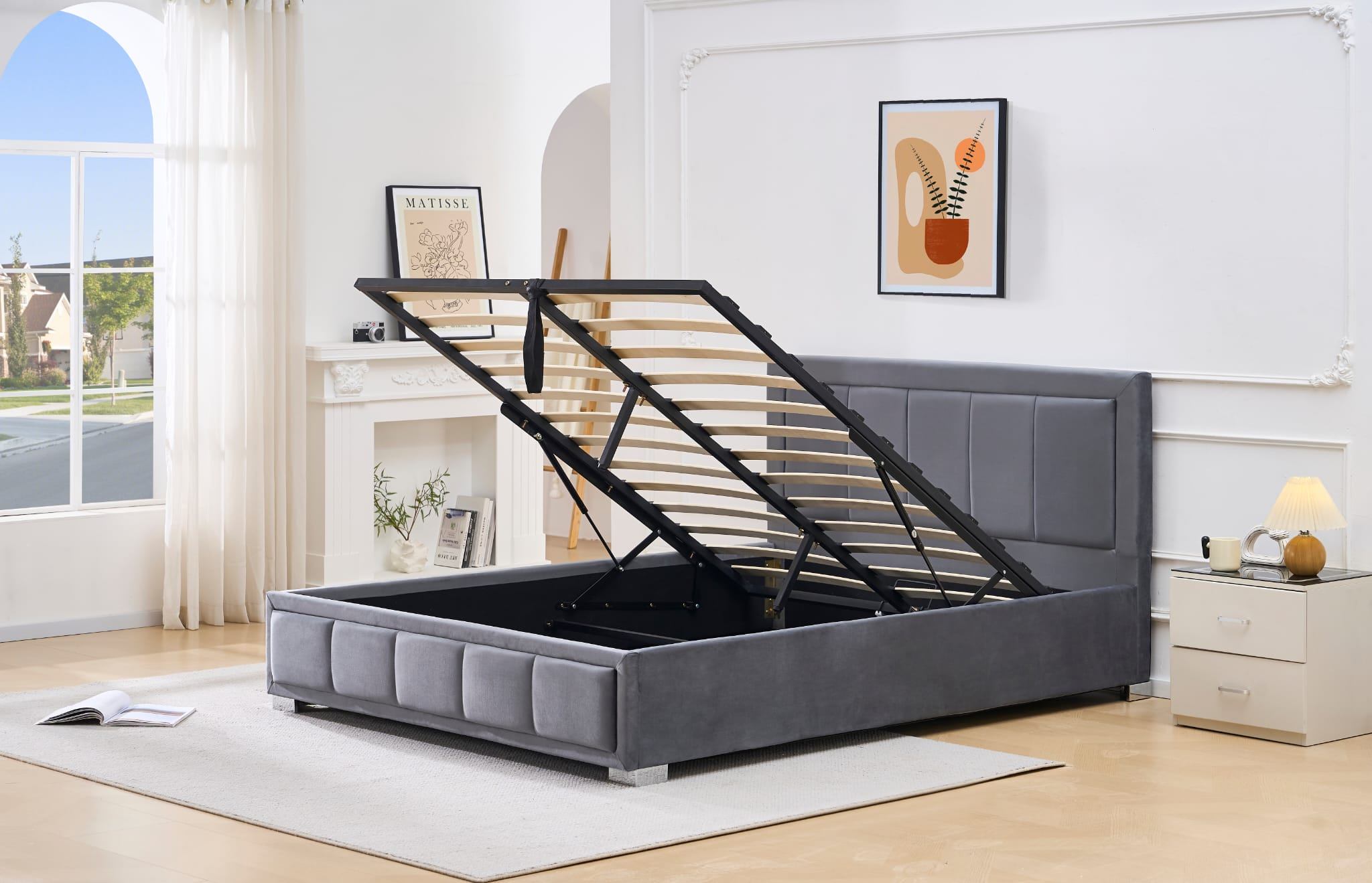 Upholstered Platform Bed Frame with Storage - photo 2