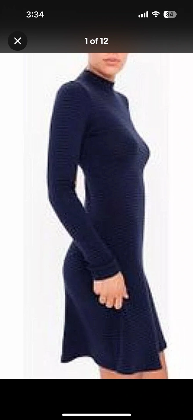 🥕 S American Apparel Long Sleeve Navy Black Mock Neck Mini Dress