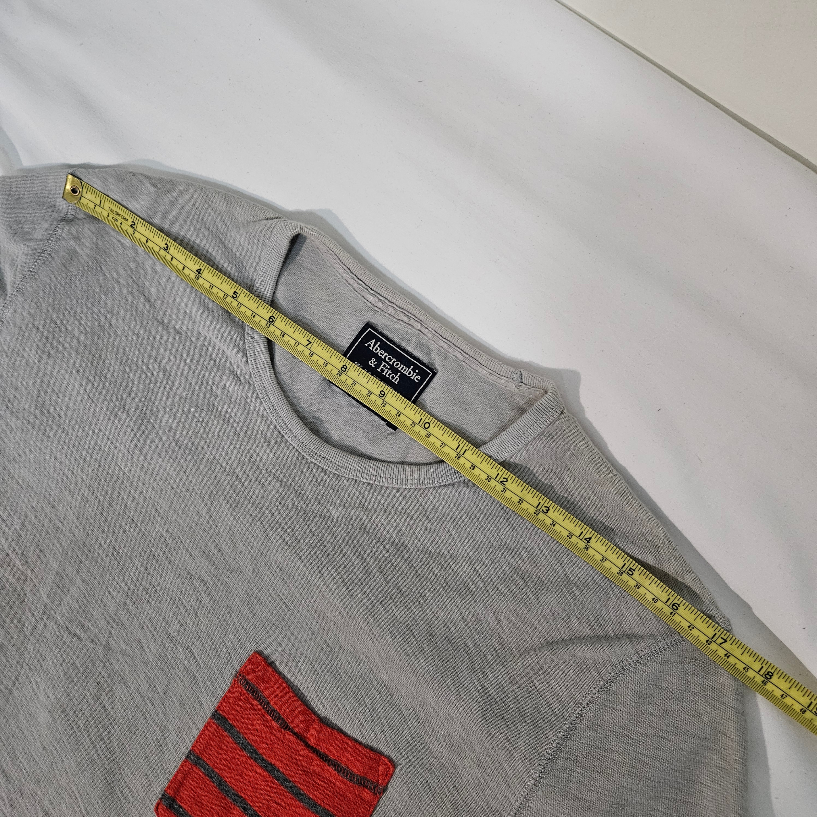 Abercrombie & Fitch - Long-Sleeve Striped Pocket Tee Grey M 🏆 - photo 4