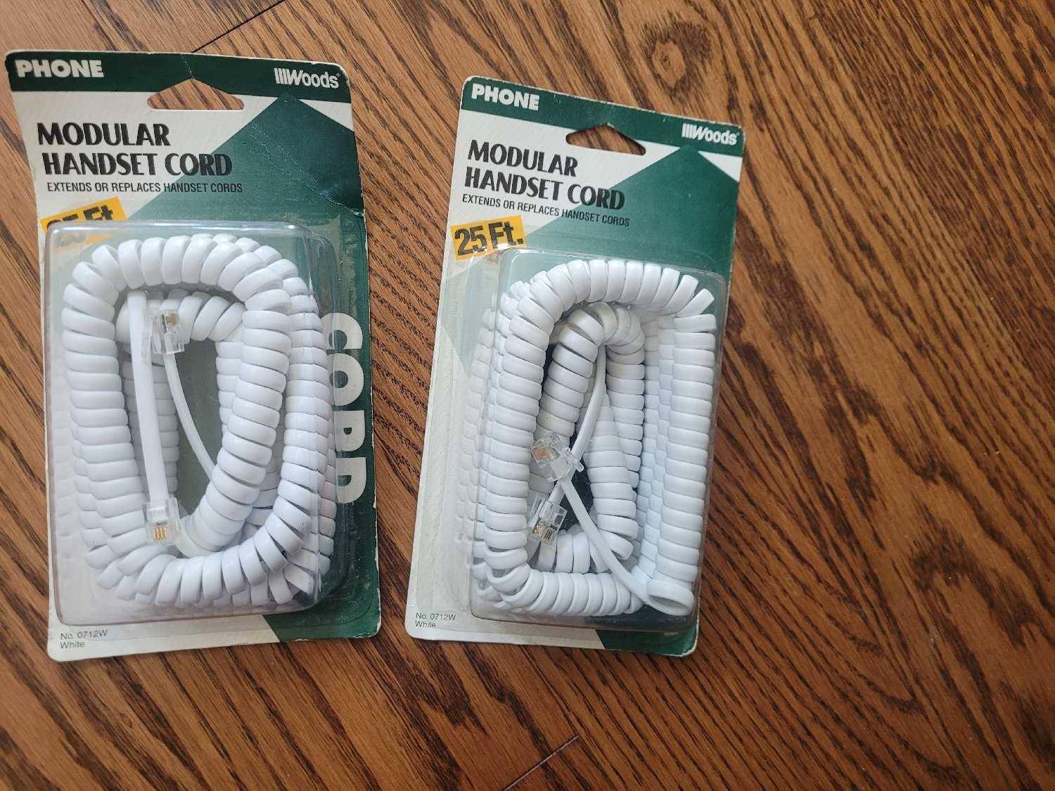 Woods Modular Handset Cord - 25 ft - White