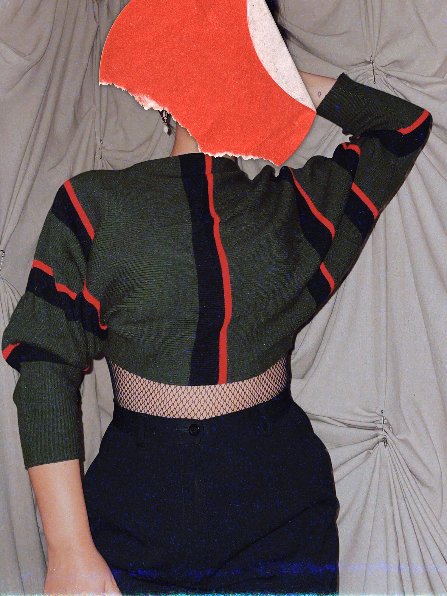 green red stripe crop top 3/4 sleeve sweater - photo 4