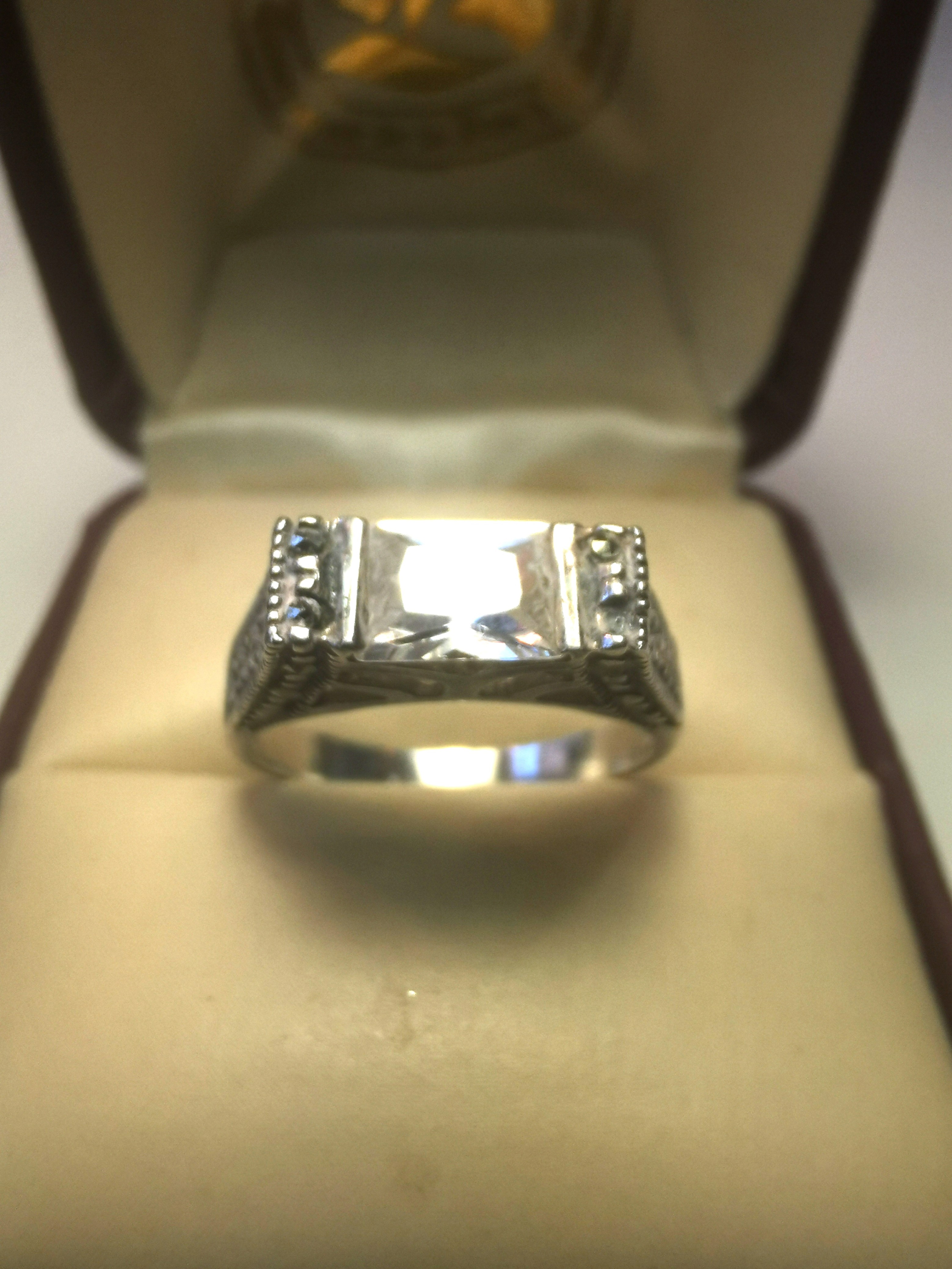925 Sterling Silver Marcasite Art Deco Revival Ring Size 6.5 - photo 2