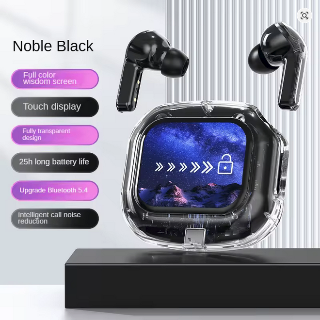 Air MAX Transparent Crystal TWS Earphone with LCD Touch Screen - photo 2