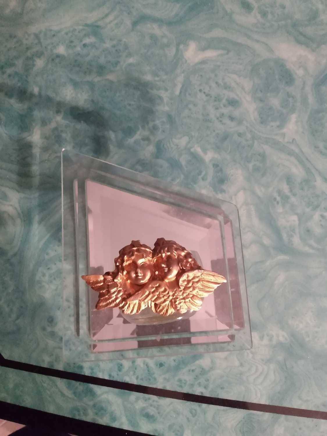Glass & Gold Angel Cherub Candle Accent Piece
