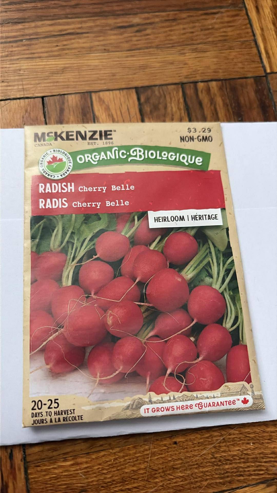 8 Packs of McKenzie Radish Cherry Belle Seeds