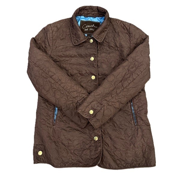 Coach Women’s Signature C Quilted Jacket Brown Medium Like New🥕