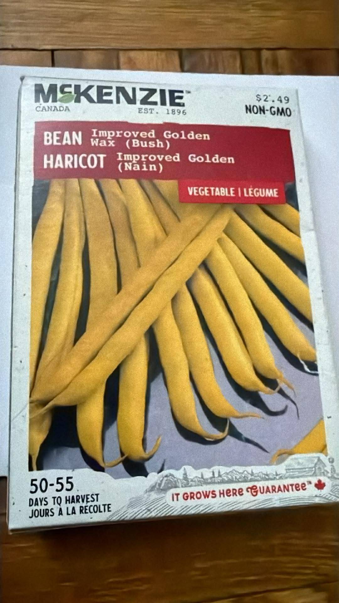 1 pack of McKenzie Bean Seeds - Improved Golden Wax