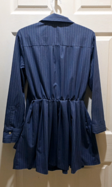 ZARA Blue Pinstriped Shirt Dress - photo 3