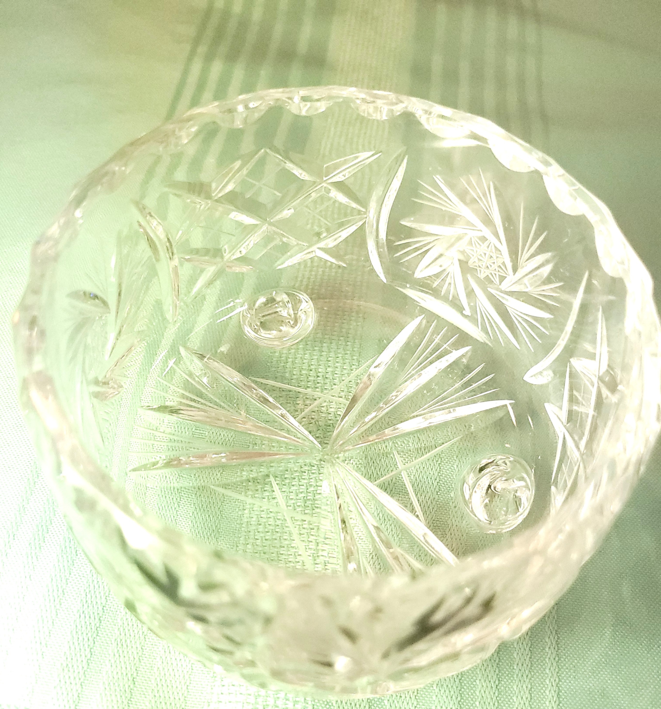 1970s 24% Lead Crystal Pinwheel Bowl - 3-Footed Hand Cut Polish - photo 5