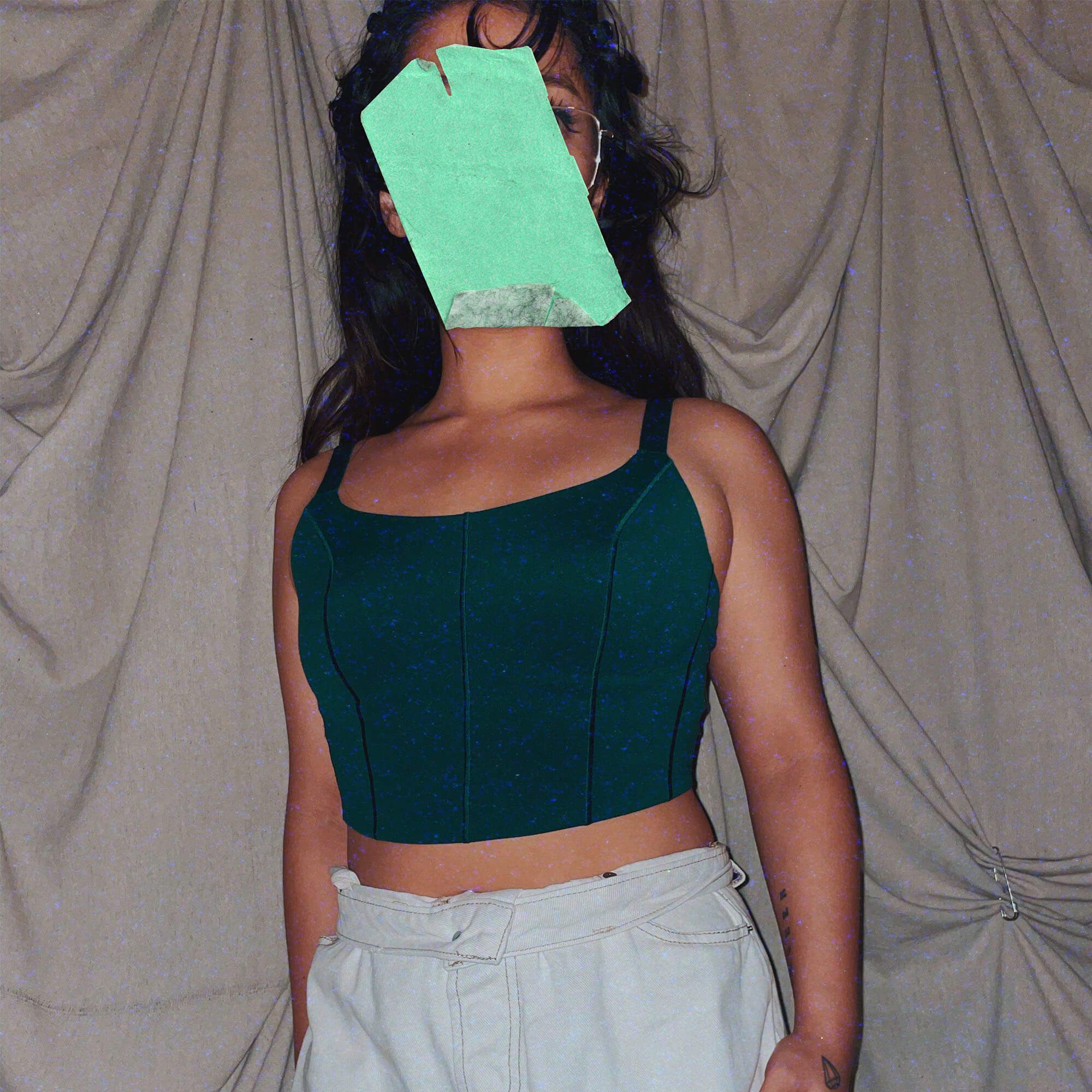 green thick strap soft crop top shirt