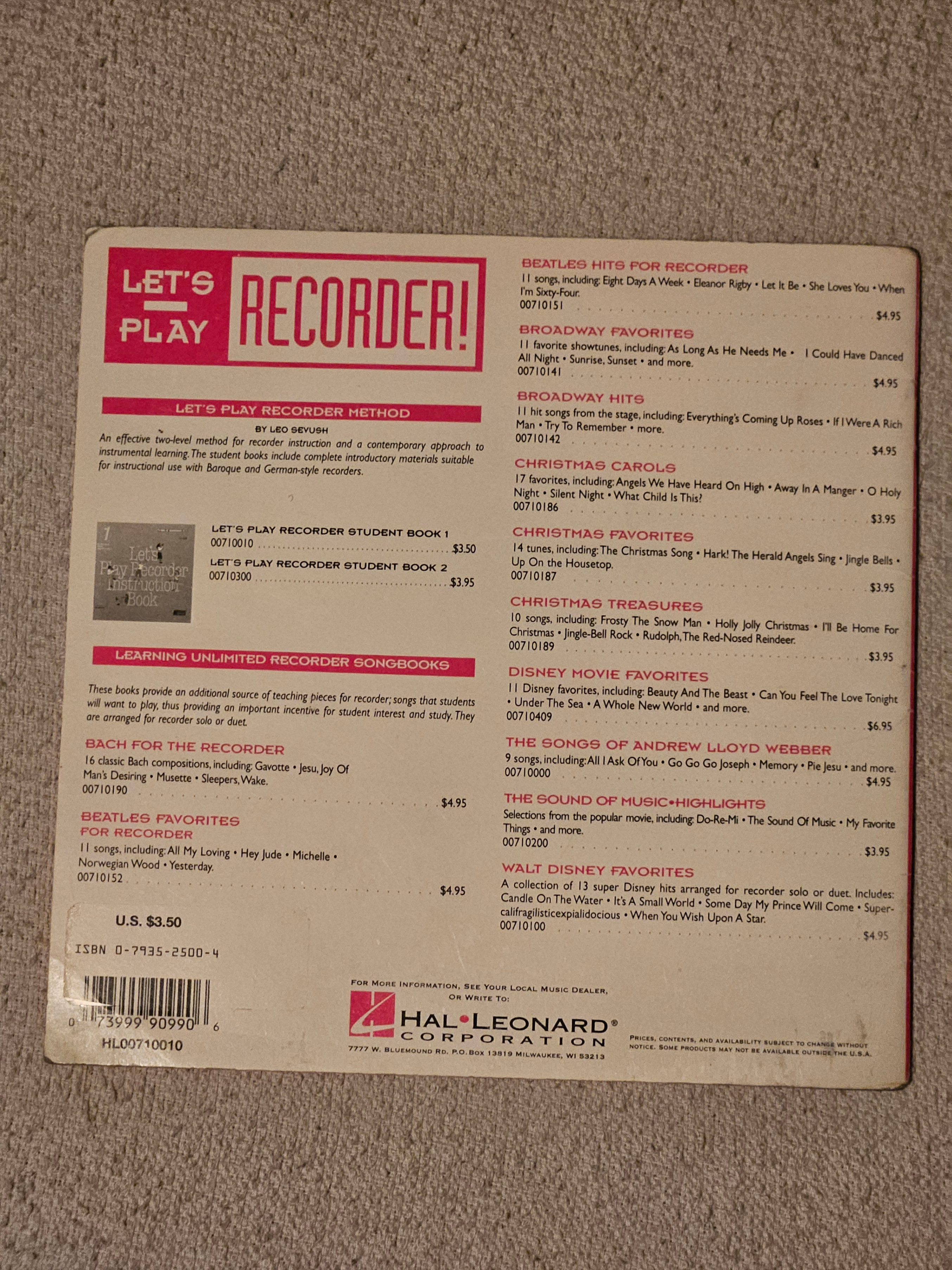 Leo Sevush - Let's Play Recorder Instruction Book - photo 2