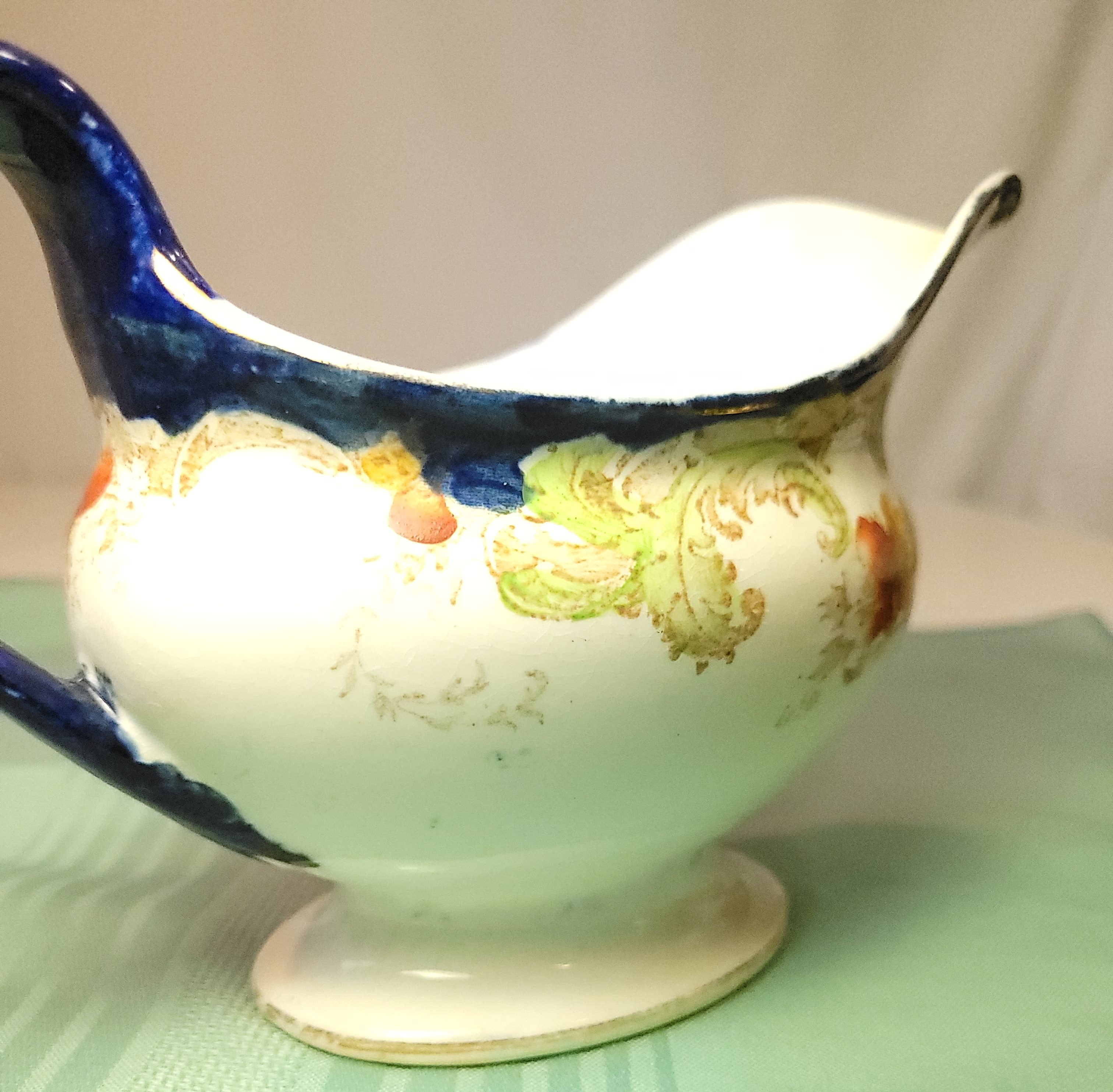 Antique W.H. Grindley LORNE Flow Blue Gravy Boat England Rd - photo 5