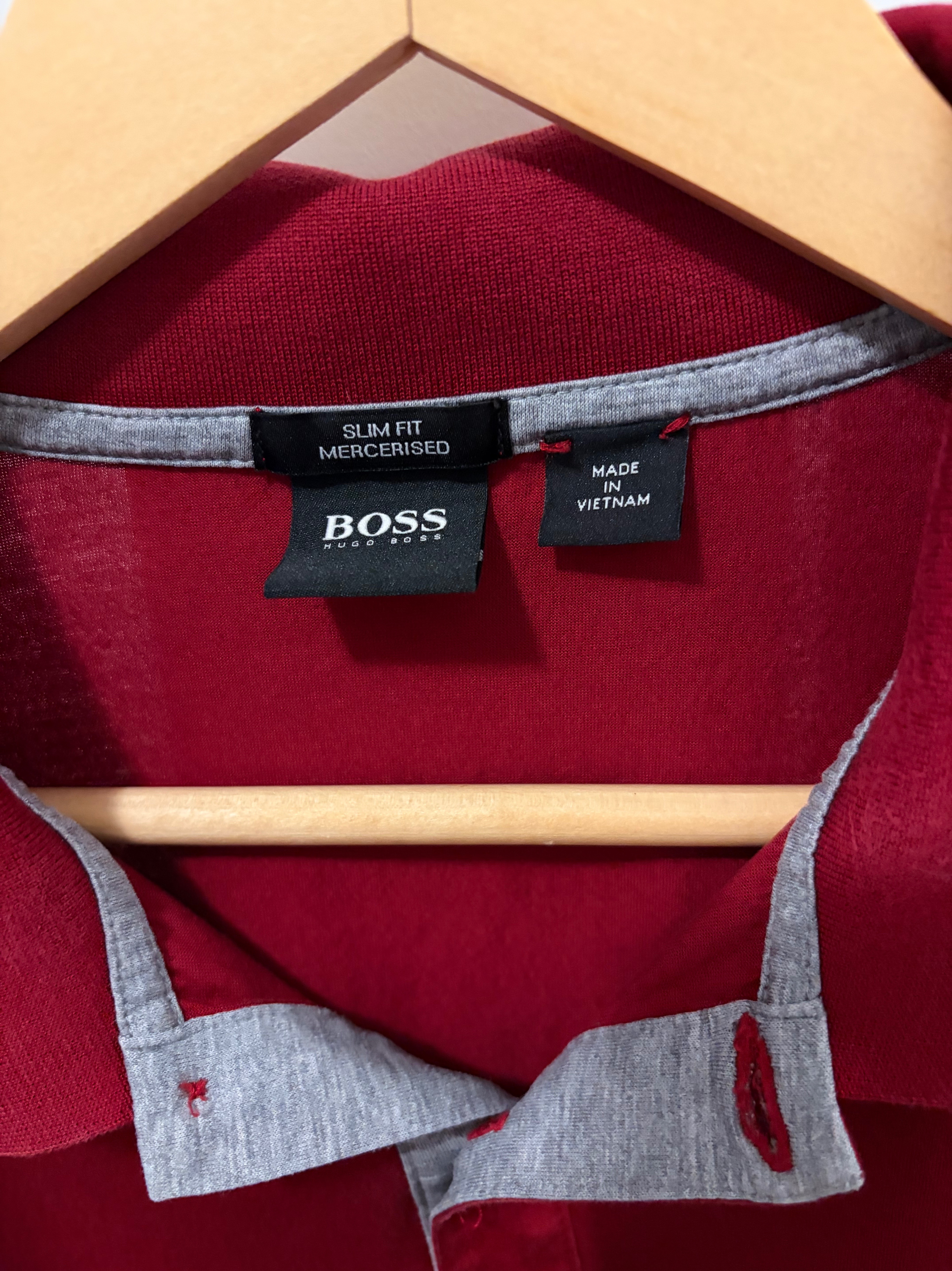 Boss Dark Red & Gray Polo Shirt – Size XXL - photo 3