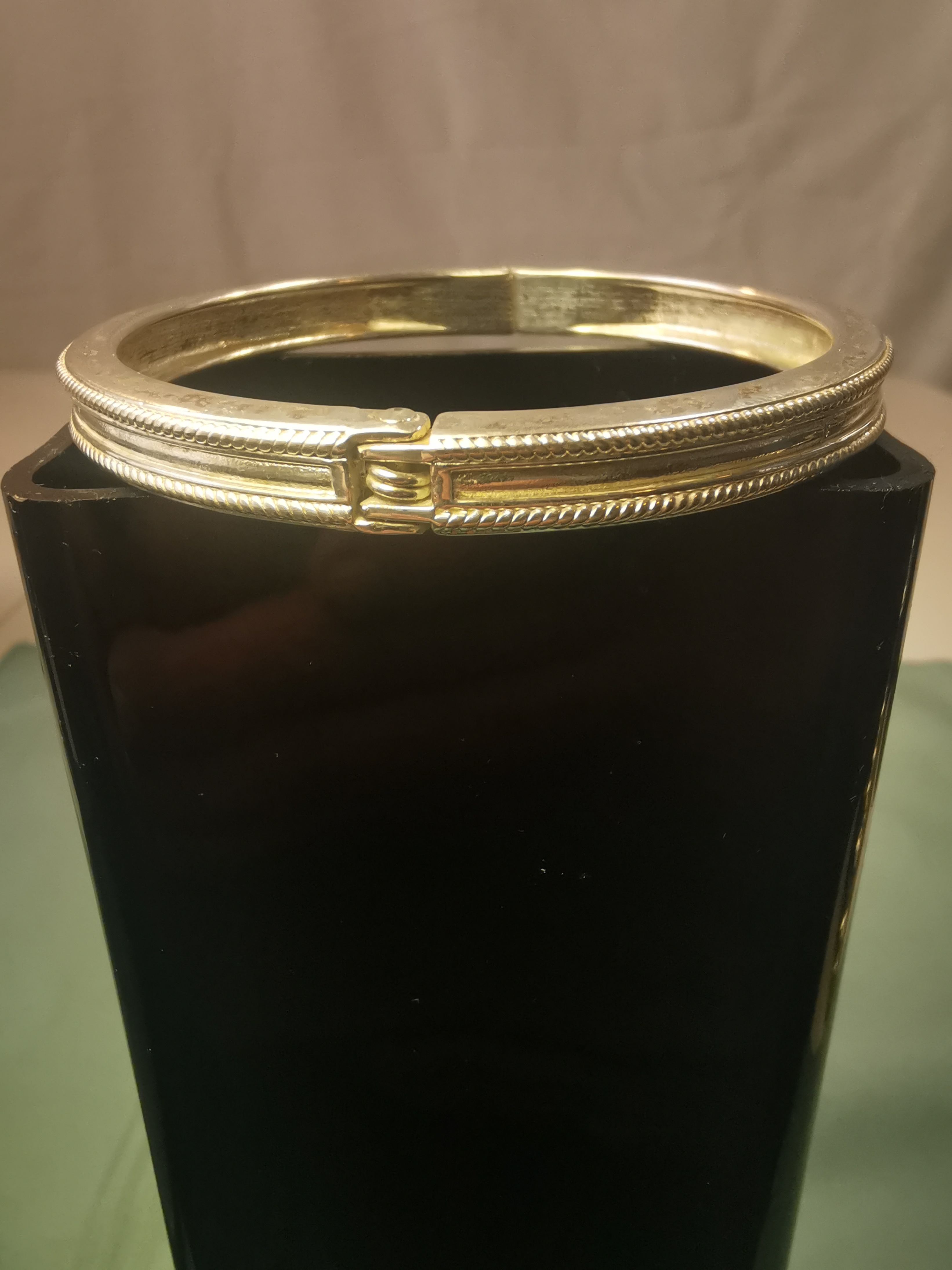 1980s Silver Tone Clamper Bangle Bracelet Rope Twist Edge