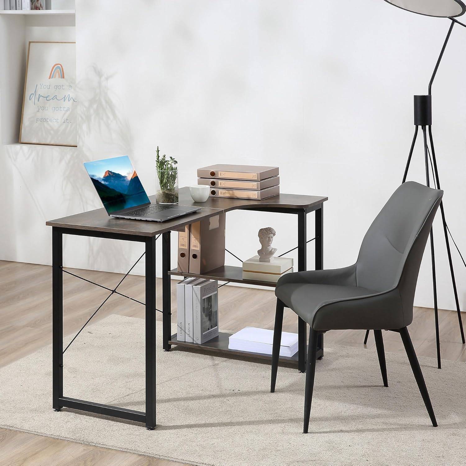 L-Shaped Corner Desk with Shelves $40 Kamloops