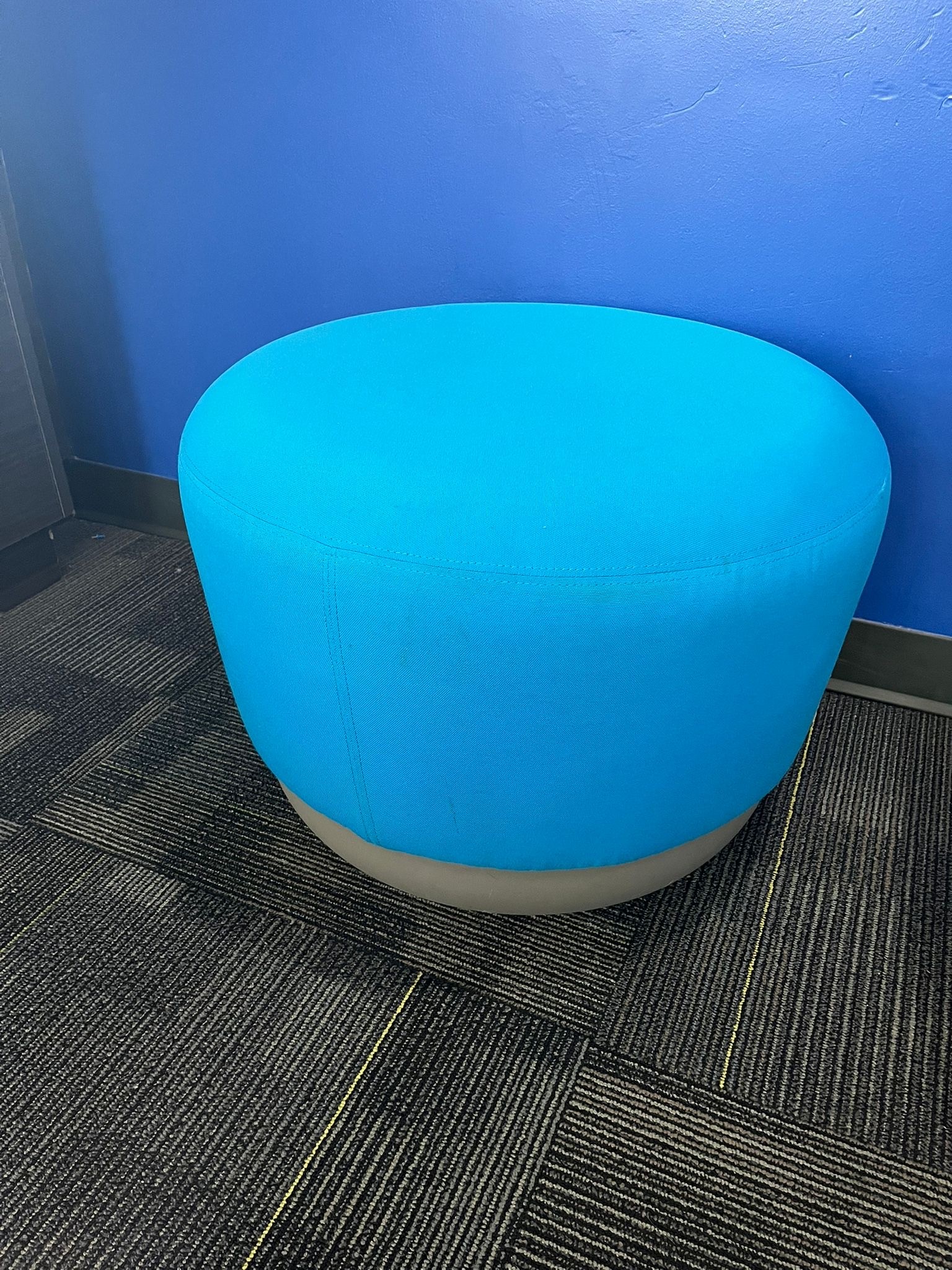 Blue Round Ottoman