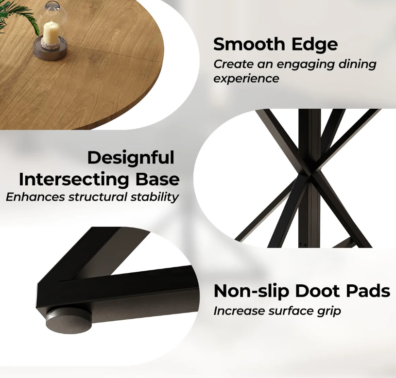 Round Dining Table - Wood & Black (New in box) - photo 5