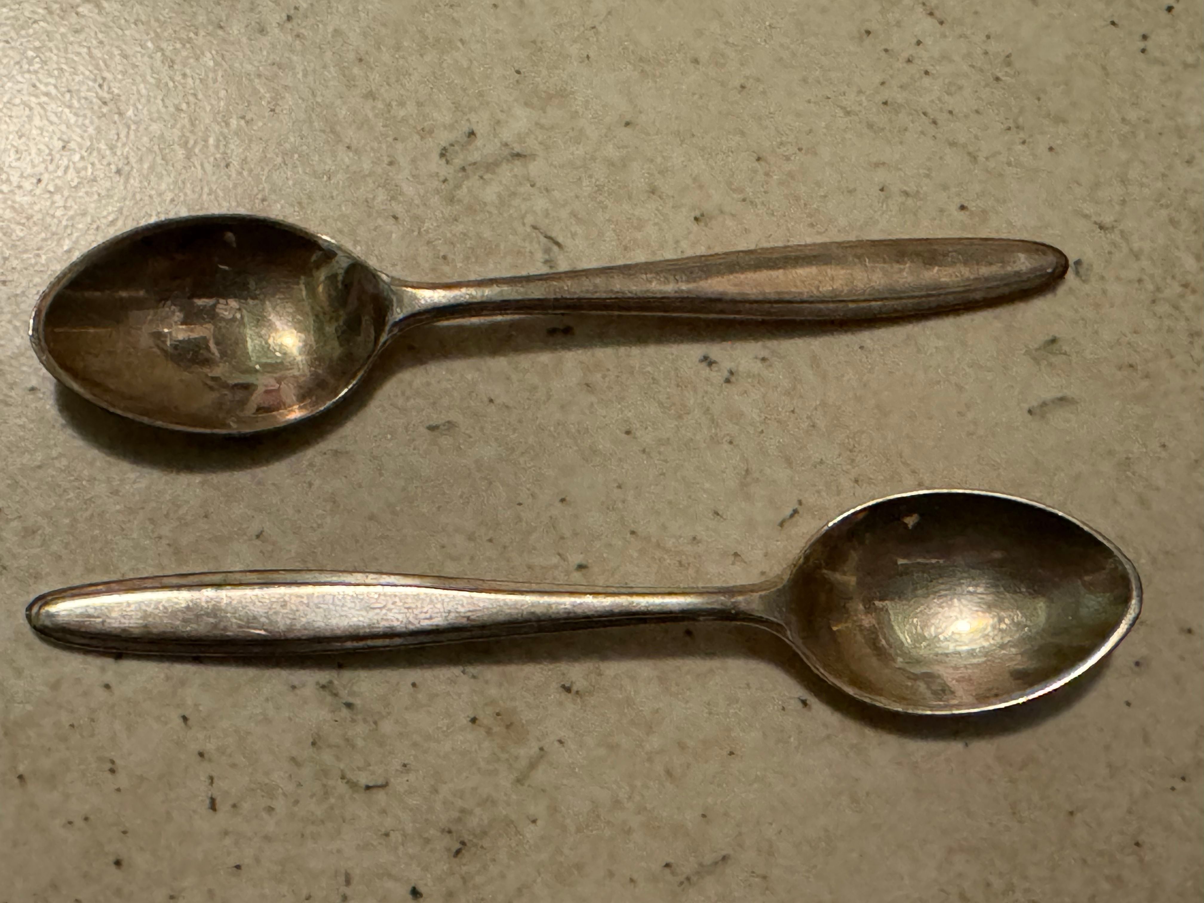 Cattell Sheffield England Spoons - Set of 2 Tiny Spoons