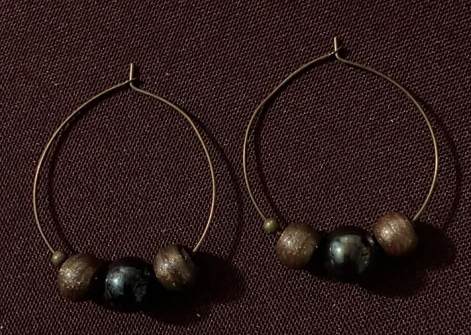 Round Beads Hoop Earrings (Never Worn)
