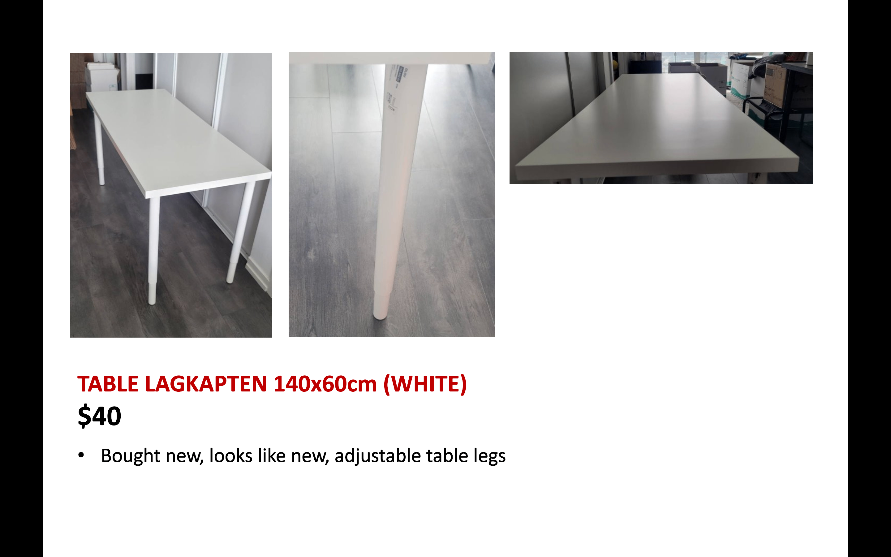 TABLE LAGKAPTEN 140x60cm (WHITE)​