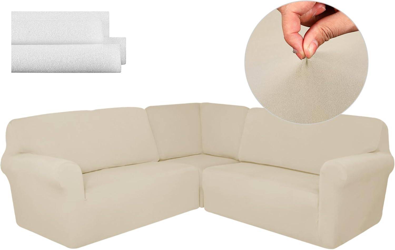 5-Seat L Shape Sectional Recliner Sofa Cover - Beige - photo 4