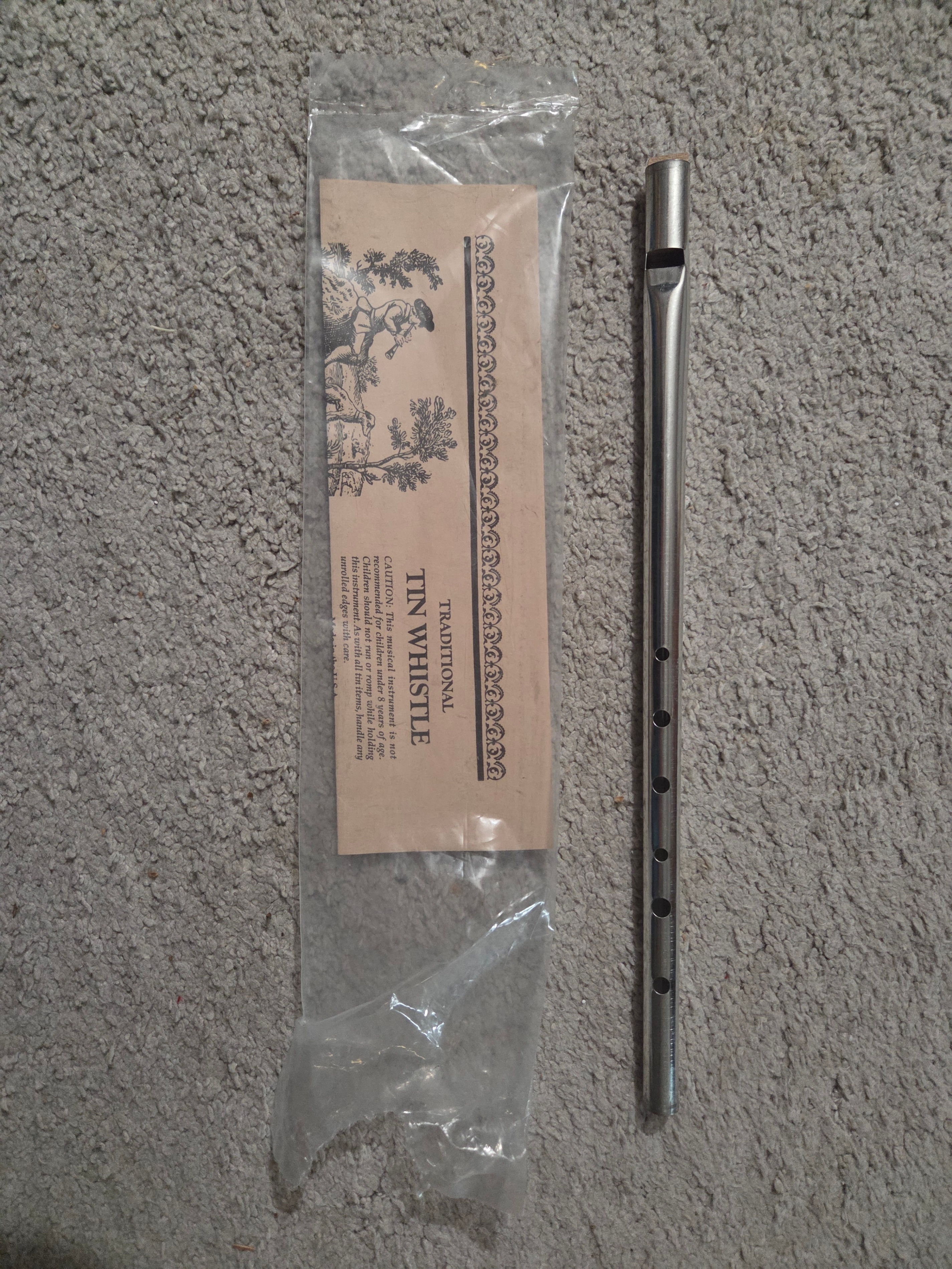Traditional Irish Tin Whistle, Key of D, New/Unused