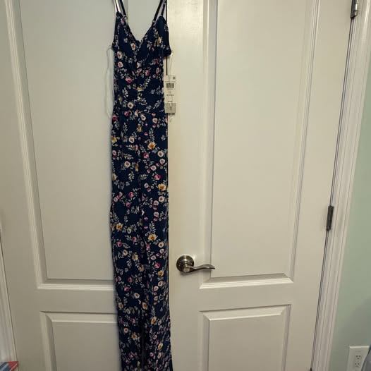 Brand New Juniors' Floral-Print Ruched-Front Jumpsuit