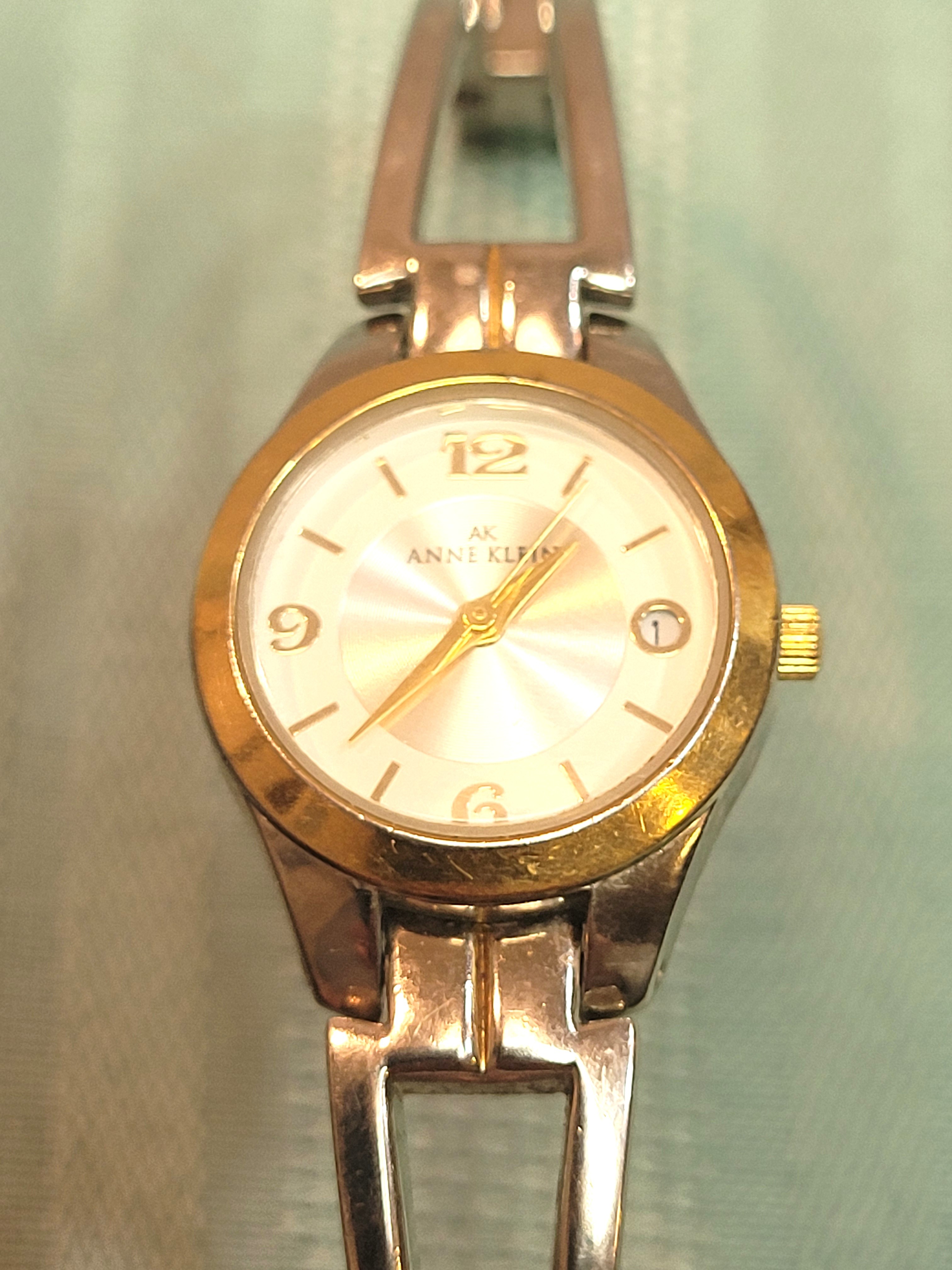 Anne Klein 10/7407GP Two-Tone Date Watch | New Battery Running |