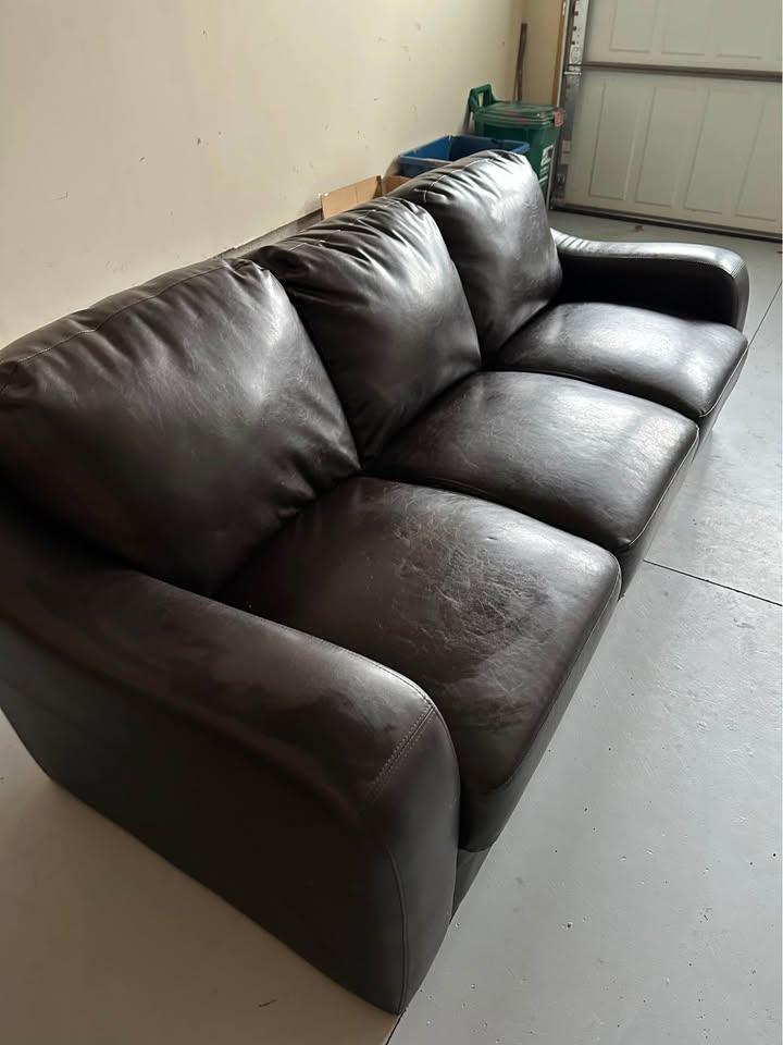 Brown Leather Sofa - 3 Seater - photo 4