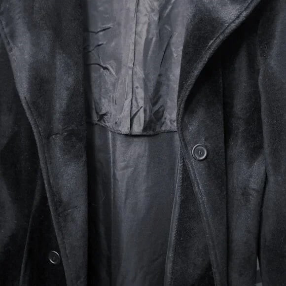 Black Velvet Double-breasted Long Women's Coat Made in USA - photo 3