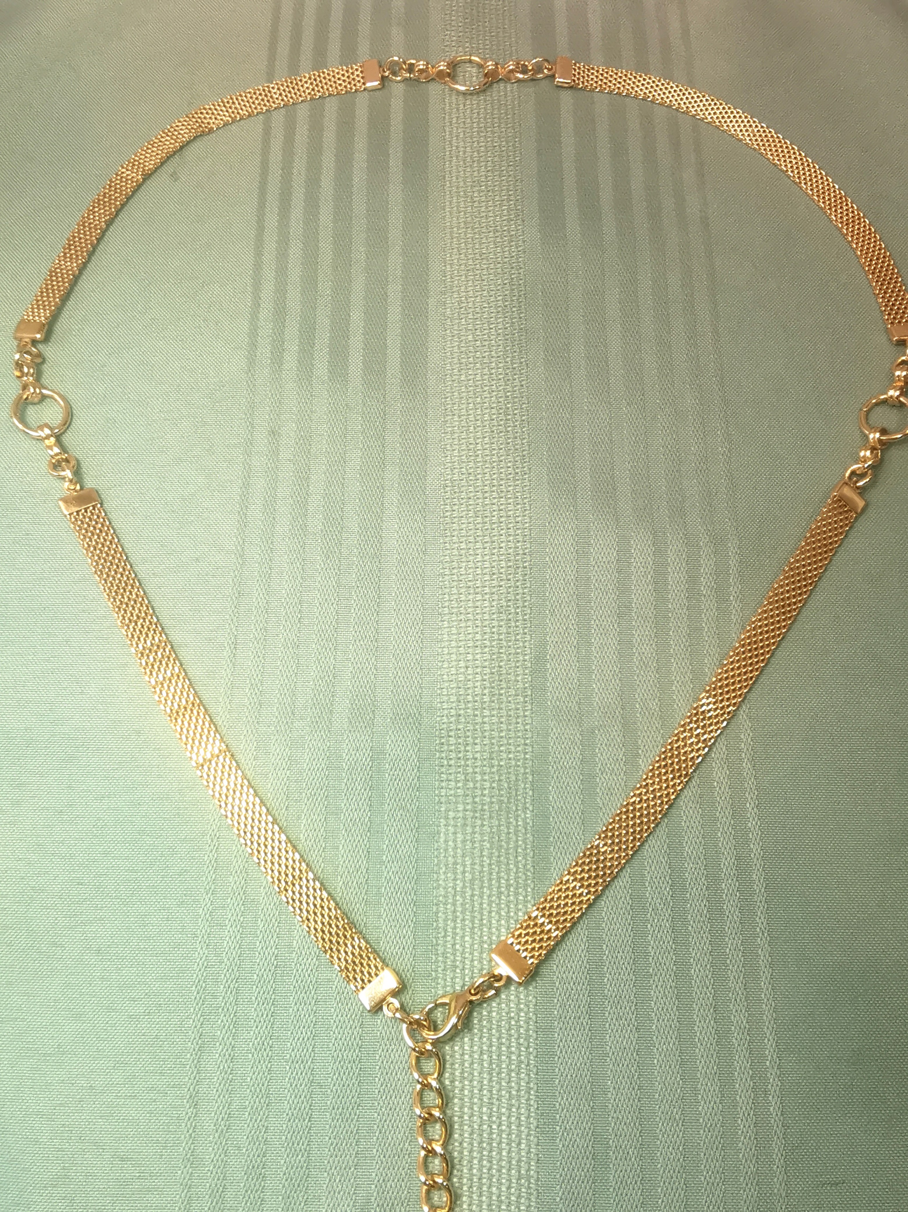 1990 Gold Tone Mesh Belt Padlock Charm 40.5" Adjustable Chain - photo 5