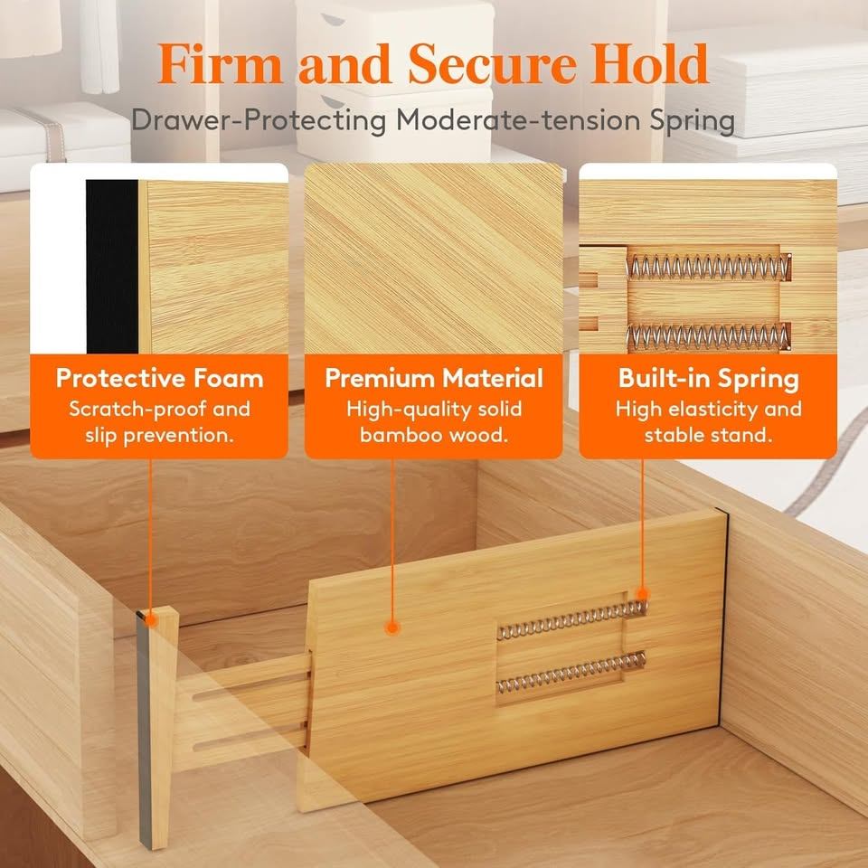 Bamboo Drawer Dividers - 6 Pack brand new in box - photo 3