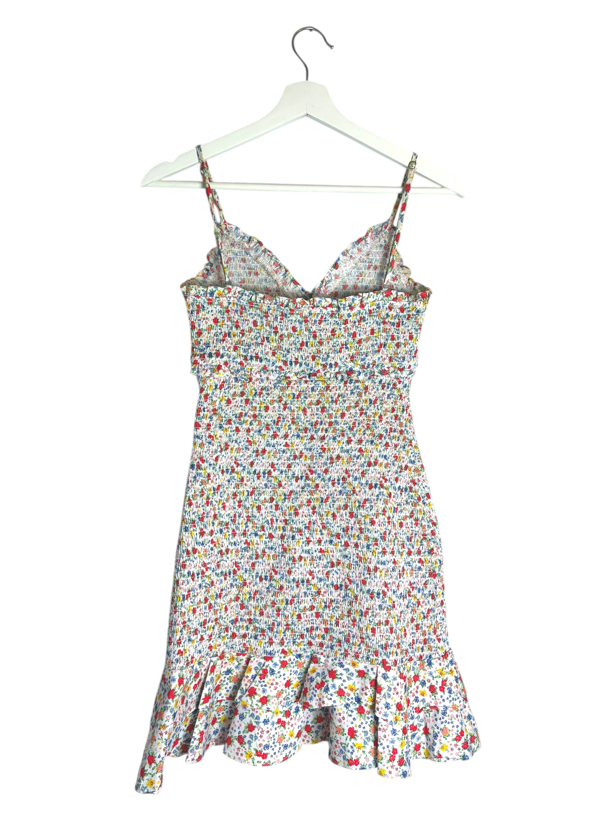 Likely Zephra White Floral Smocked Mini Dress Size 2 Stretch - photo 4