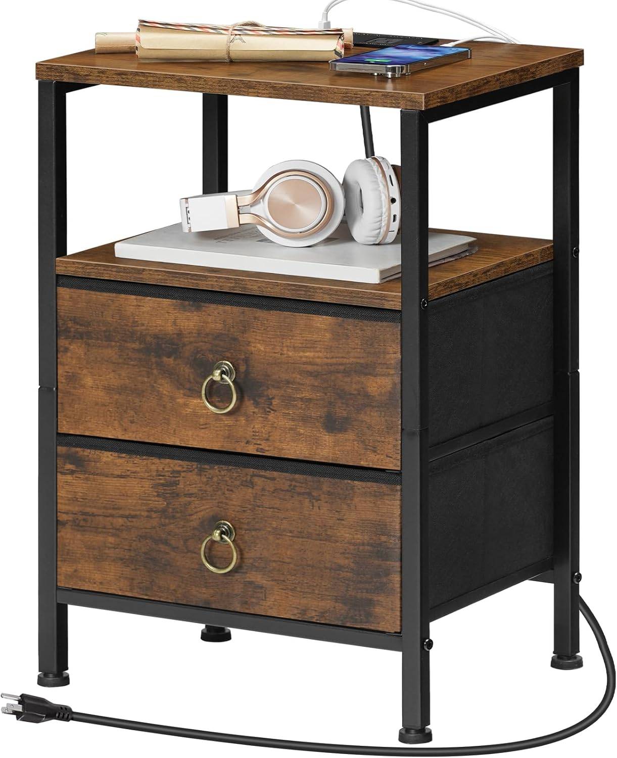 Hoobro Nightstand with Charging Station - photo 2